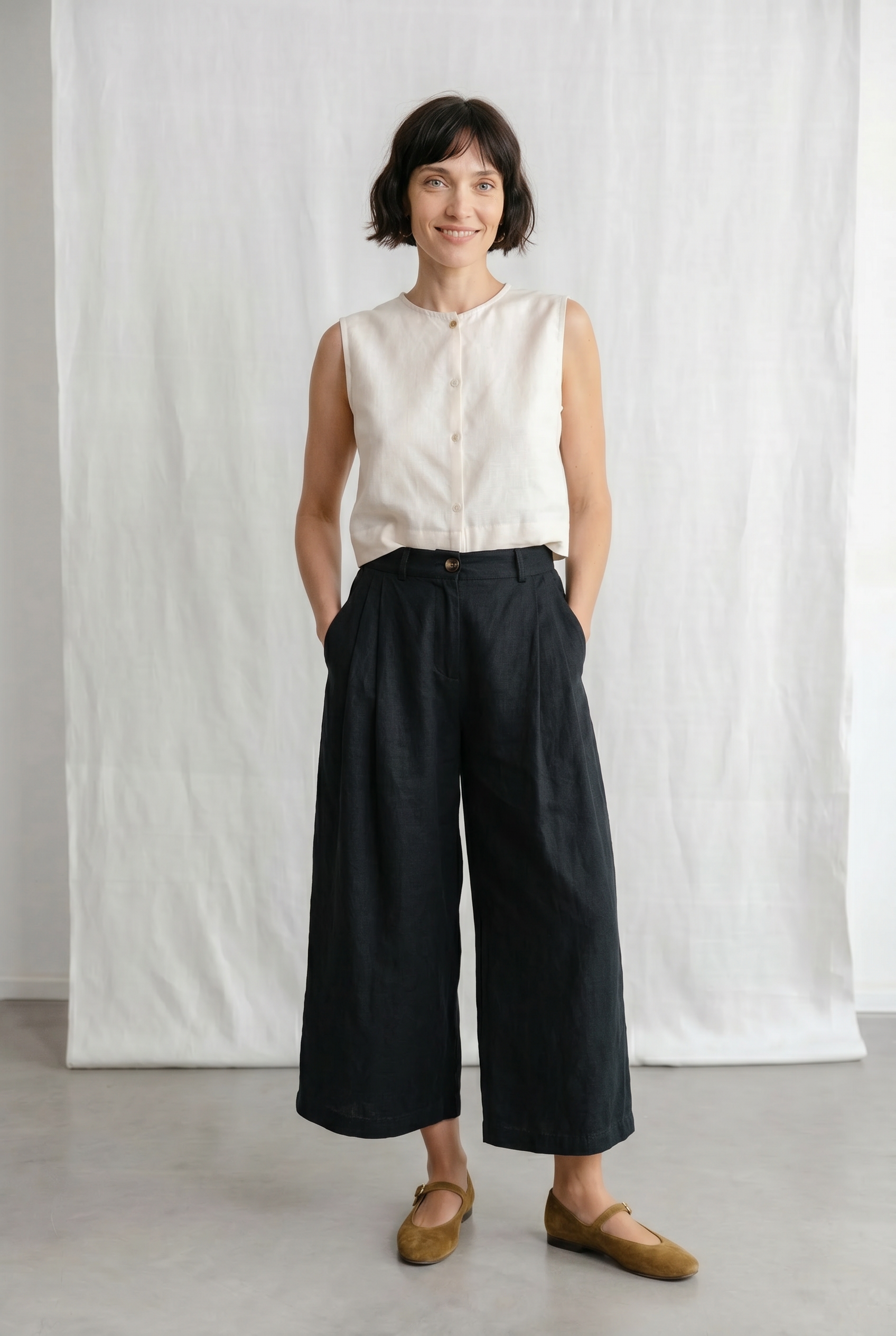 Hanf/Tencel Culotte Awasi Schwarz