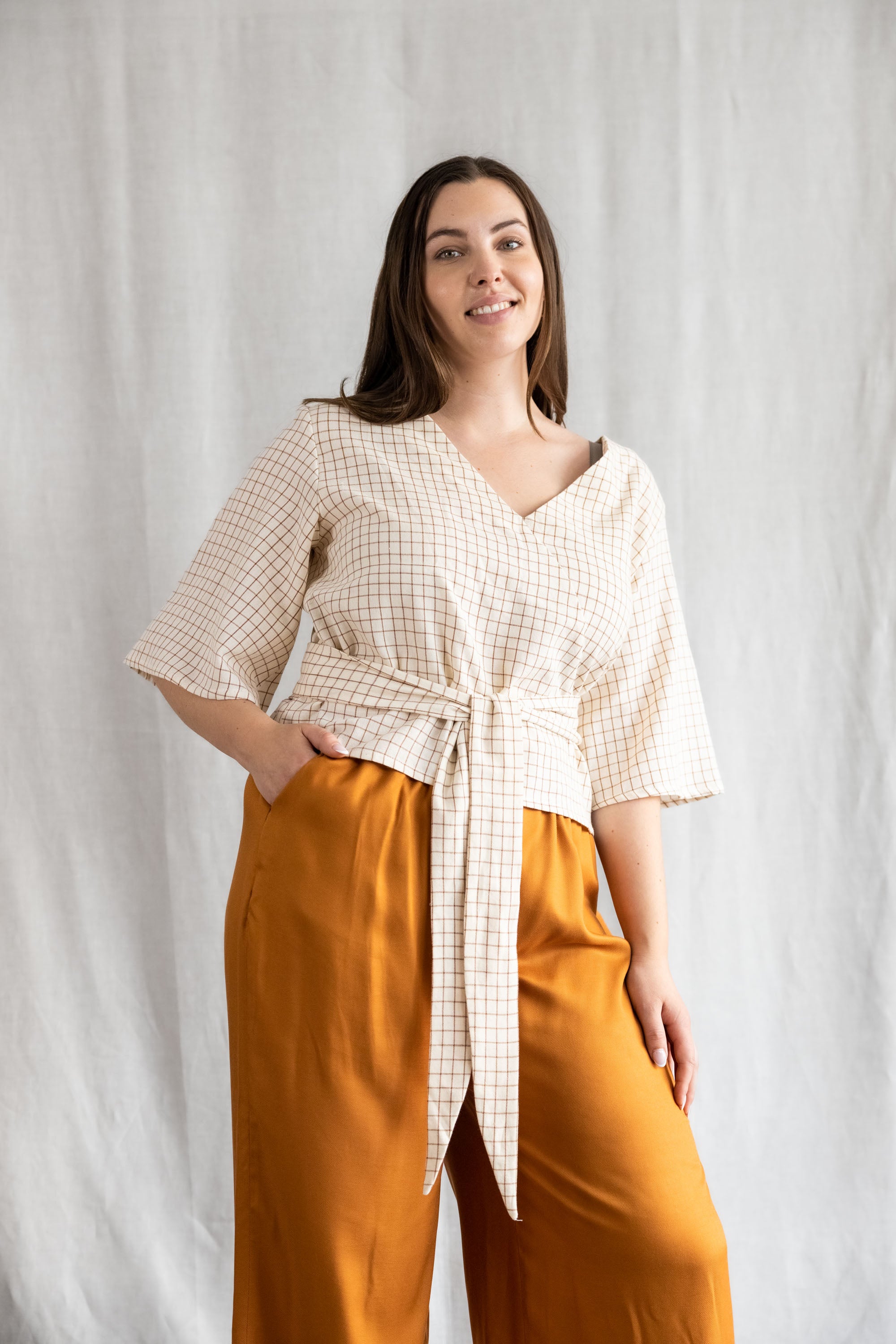 Baumwoll Bluse Vasanta Cream Checks