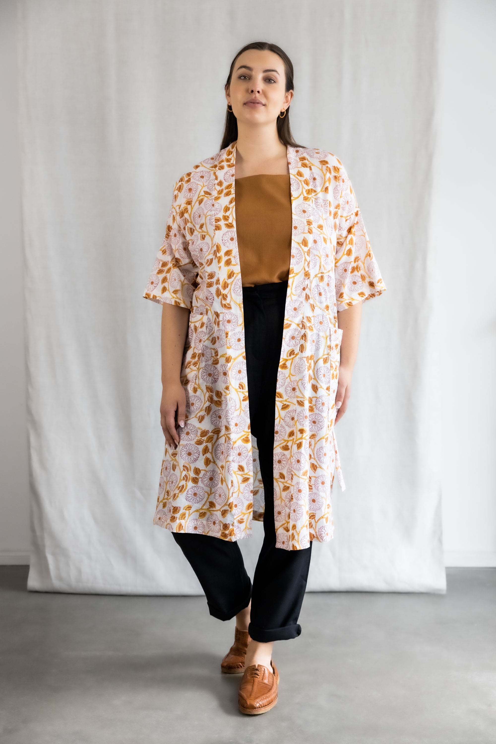 Bio-Baumwoll Cardigan Rohani Blockprint Blumen