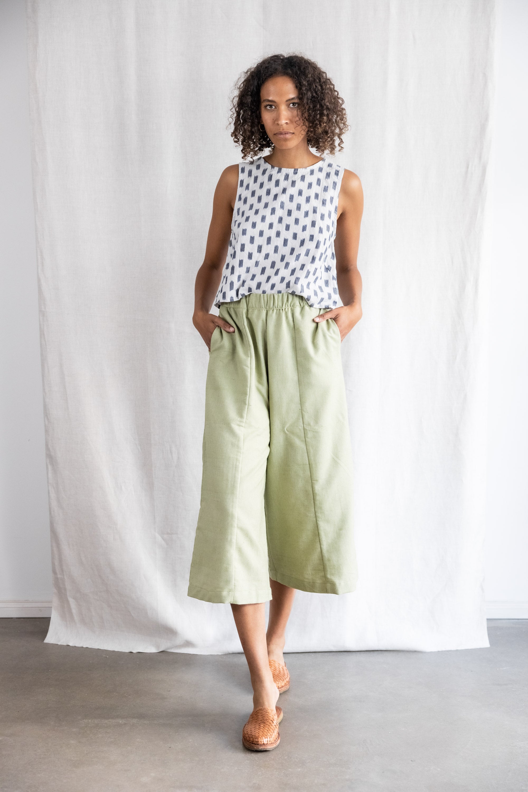 Organic Cotton Culotte Padma Lime Green