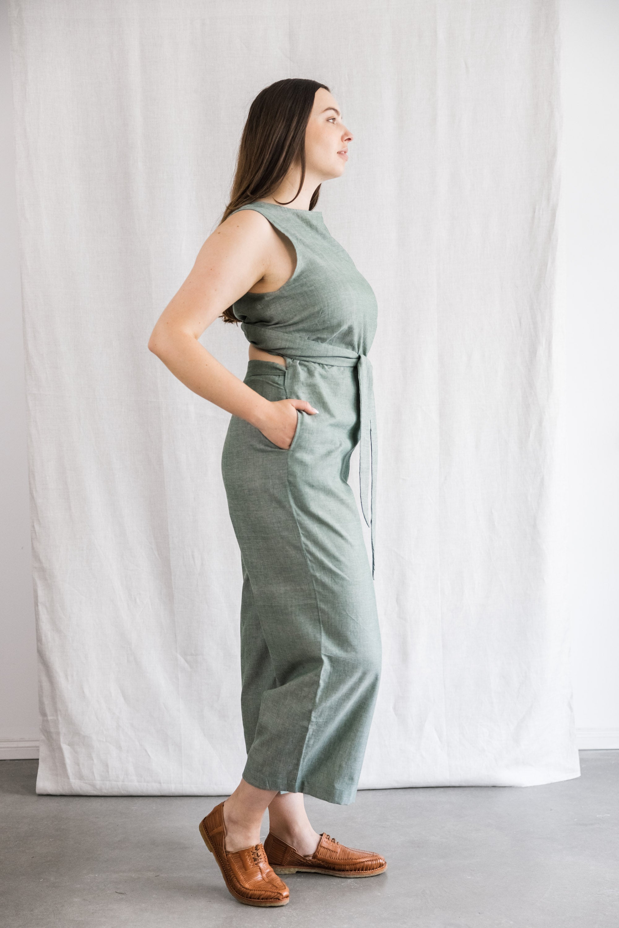 Organic cotton jumpsuit Anusha Eucalyptus