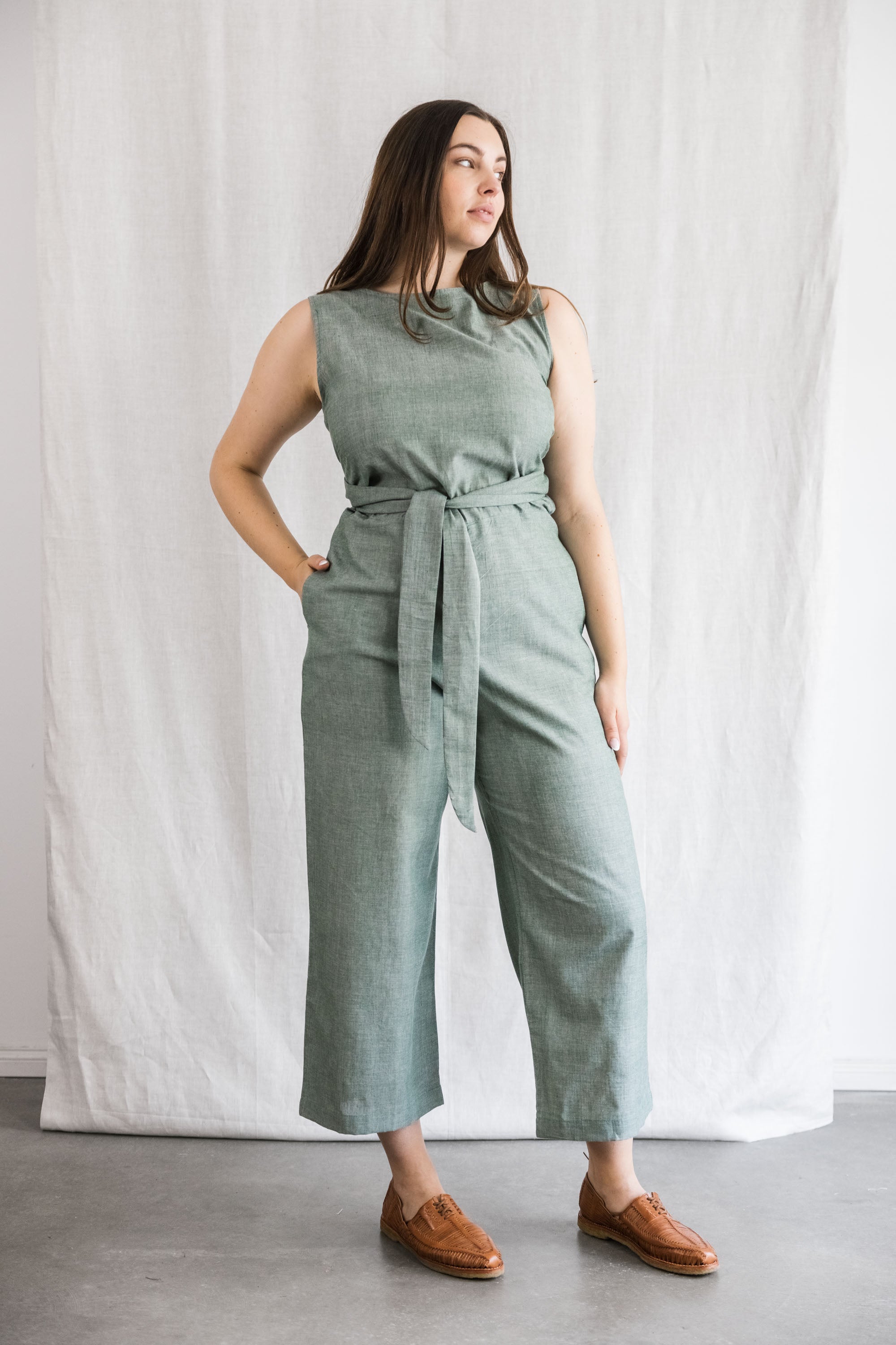 Organic cotton jumpsuit Anusha Eucalyptus