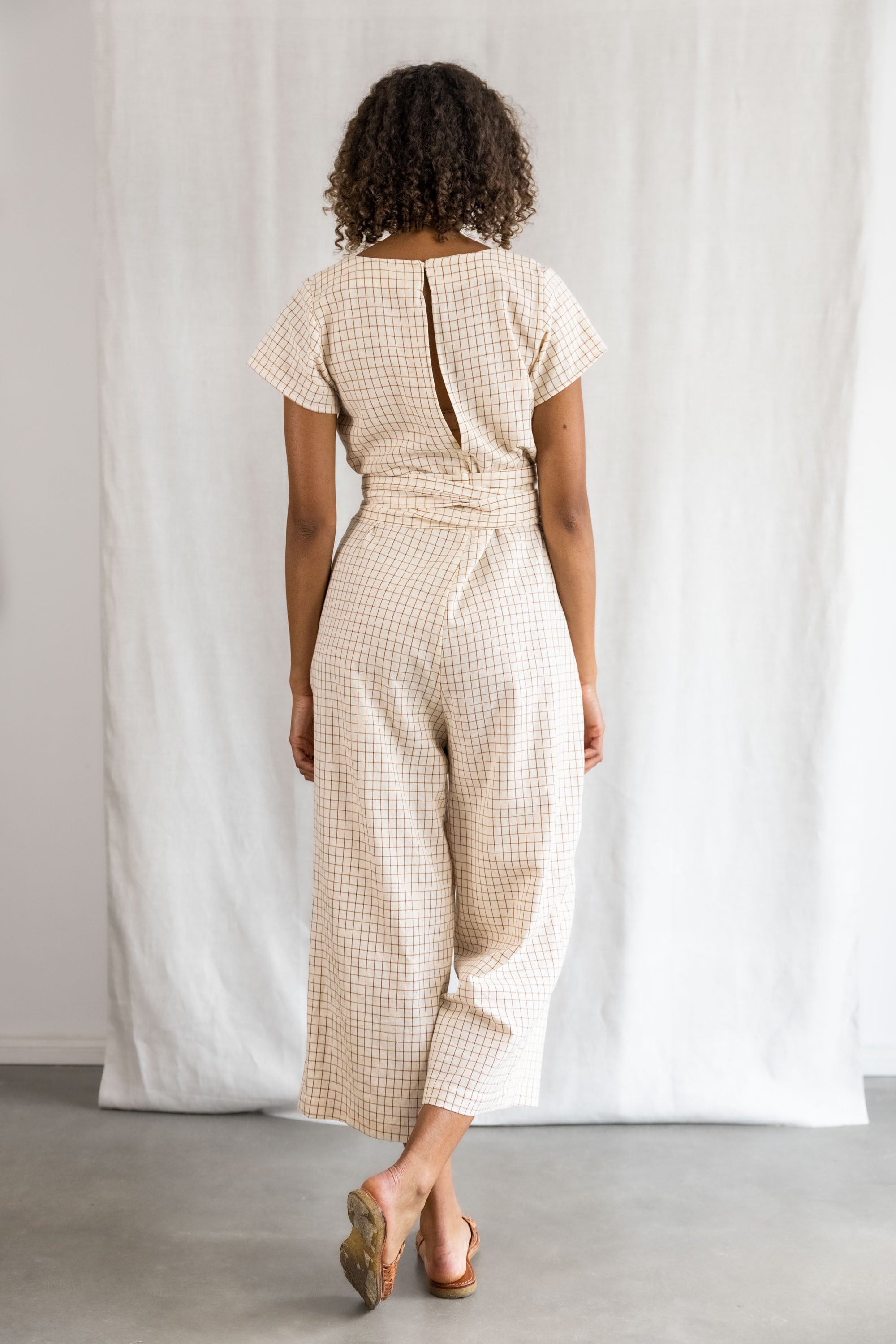 Baumwoll Jumpsuit Nirav Cream Checks