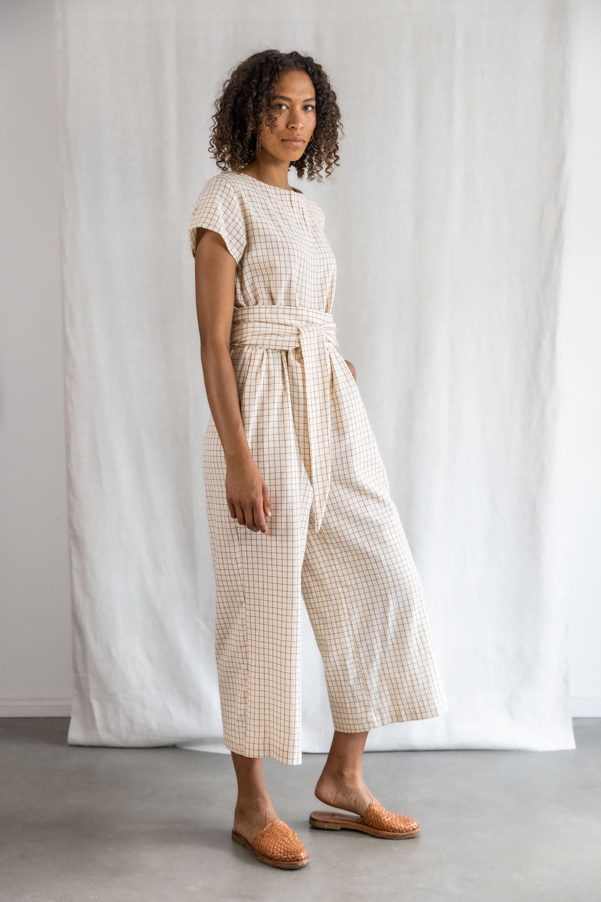 Baumwoll Jumpsuit Nirav Cream Checks