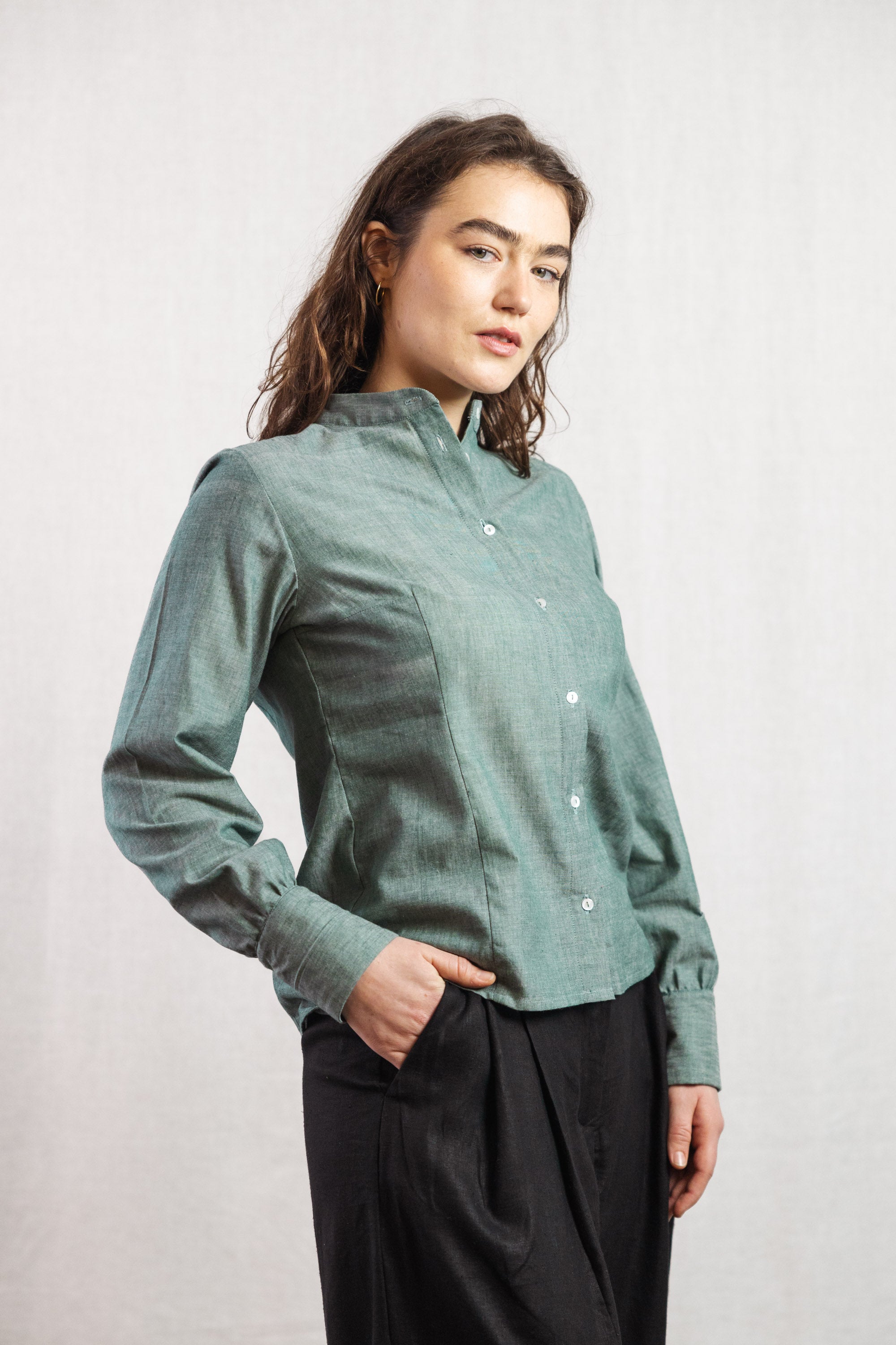 Bio-Baumwoll Bluse Nisha Eukalyptus