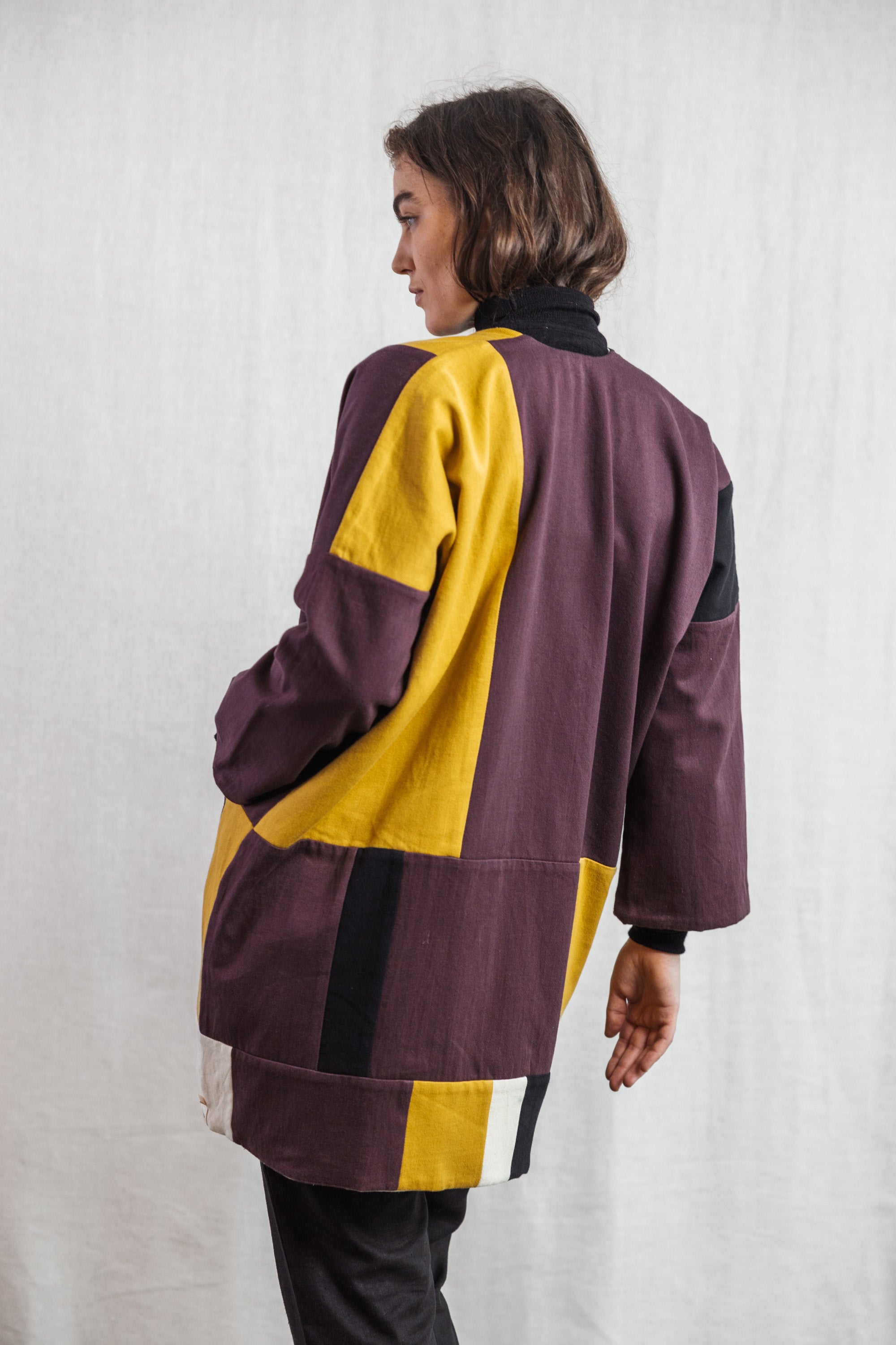 Baumwoll Sommerjacke Vasavi Patchwork Aubergine