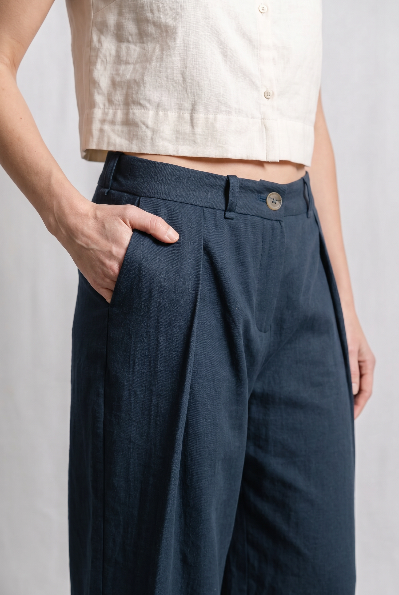 Organic Cotton Pants Meghana Gray-Blue