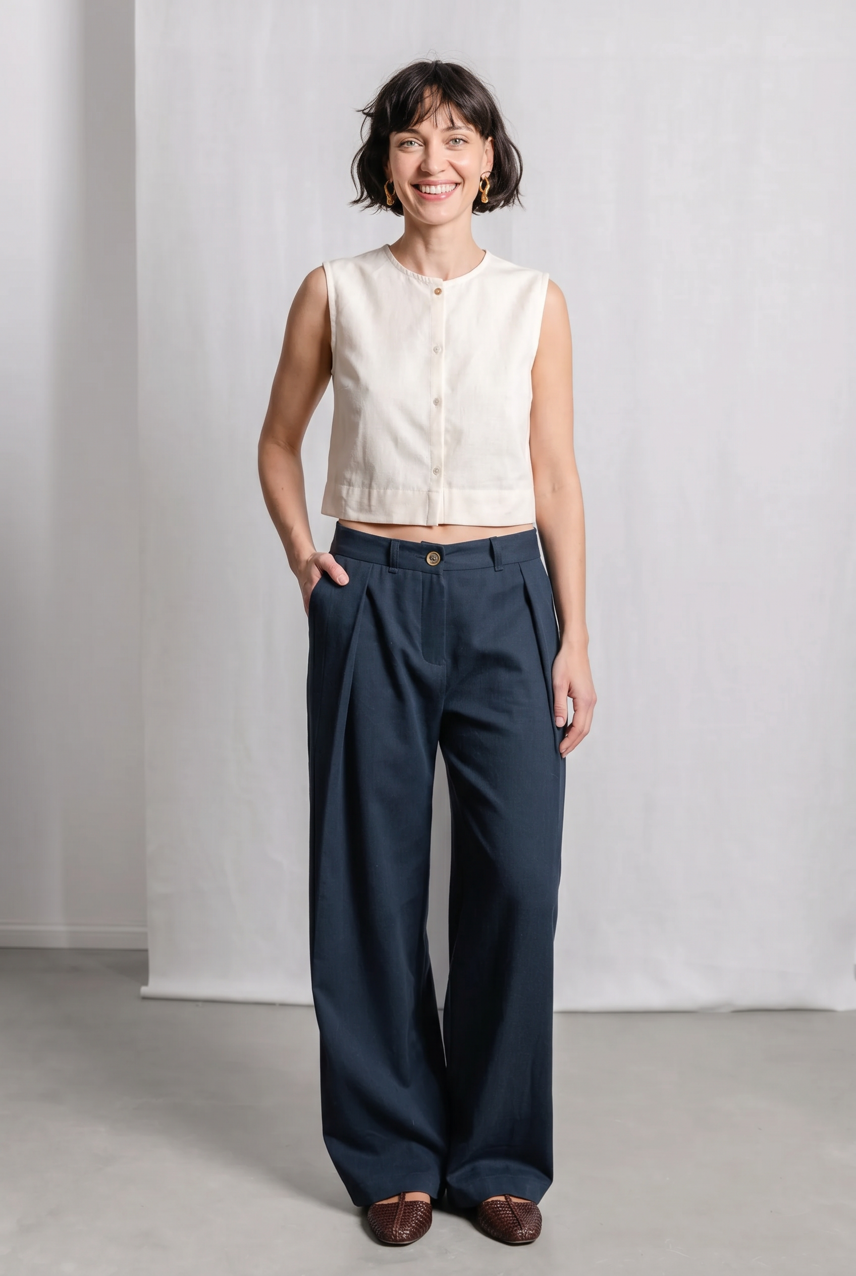 Bio-Baumwoll Hose Meghana Grau-Blau