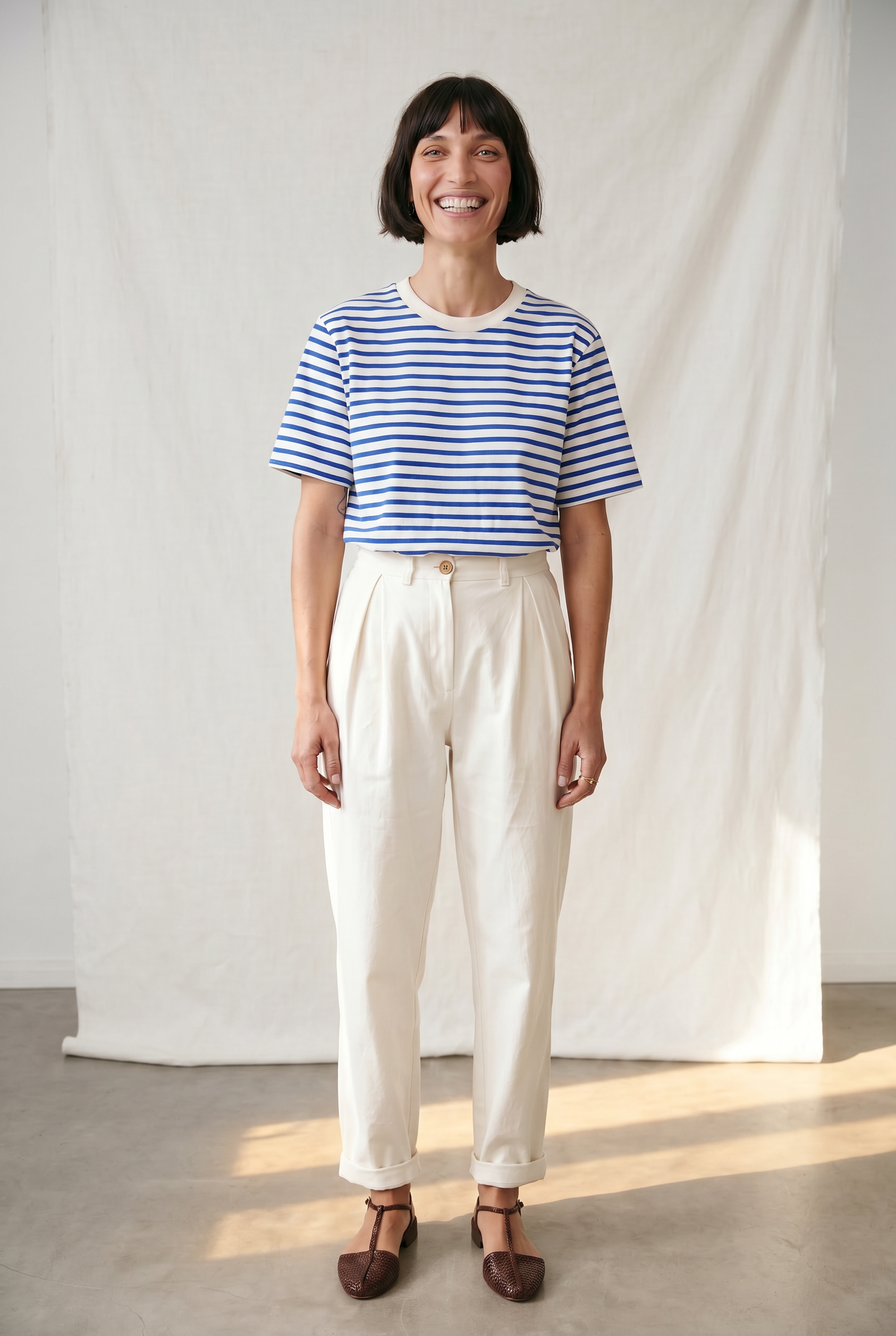 Bio-Baumwoll Bundfaltenhose Vishraam Weiß