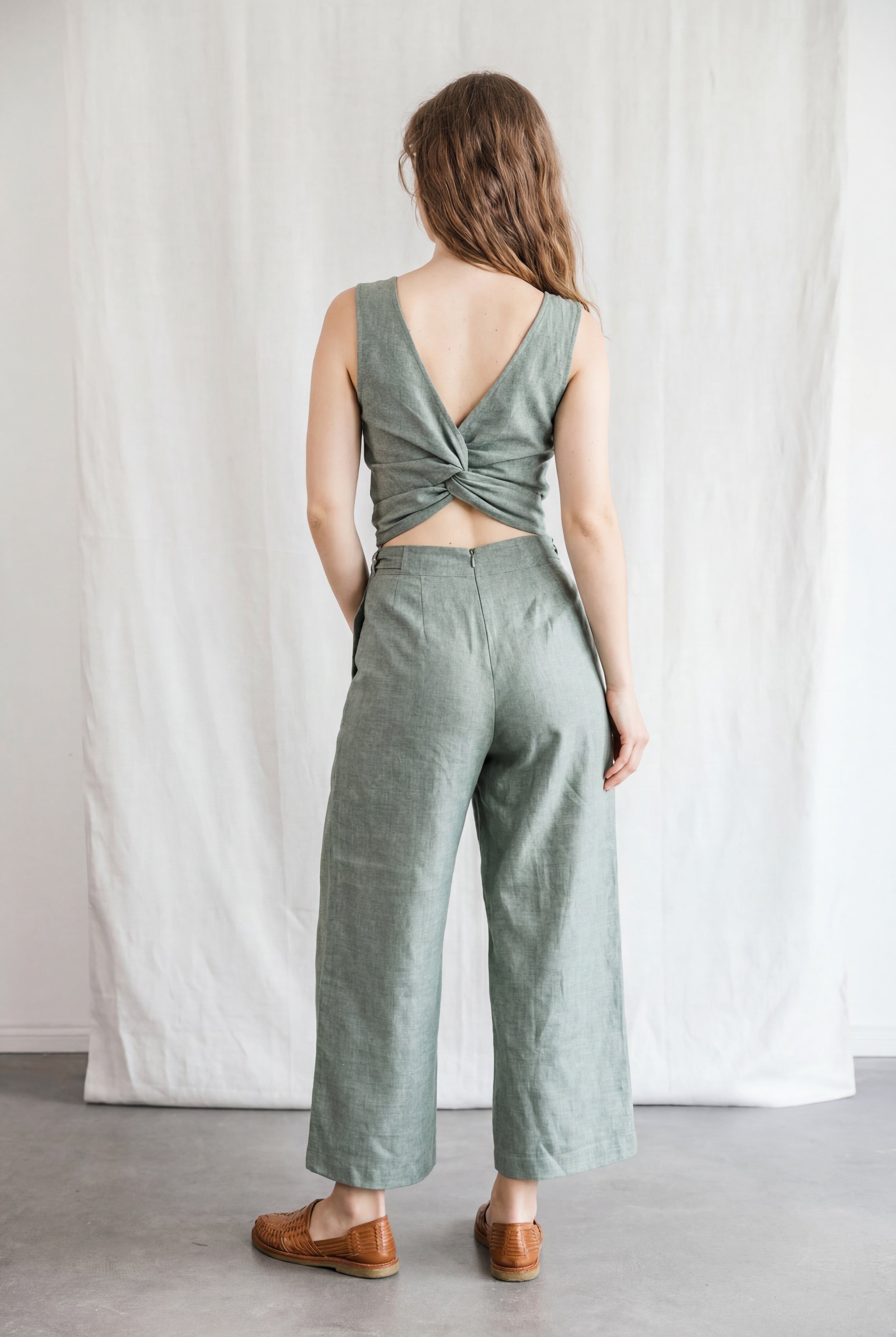 Organic cotton jumpsuit Anusha Eucalyptus