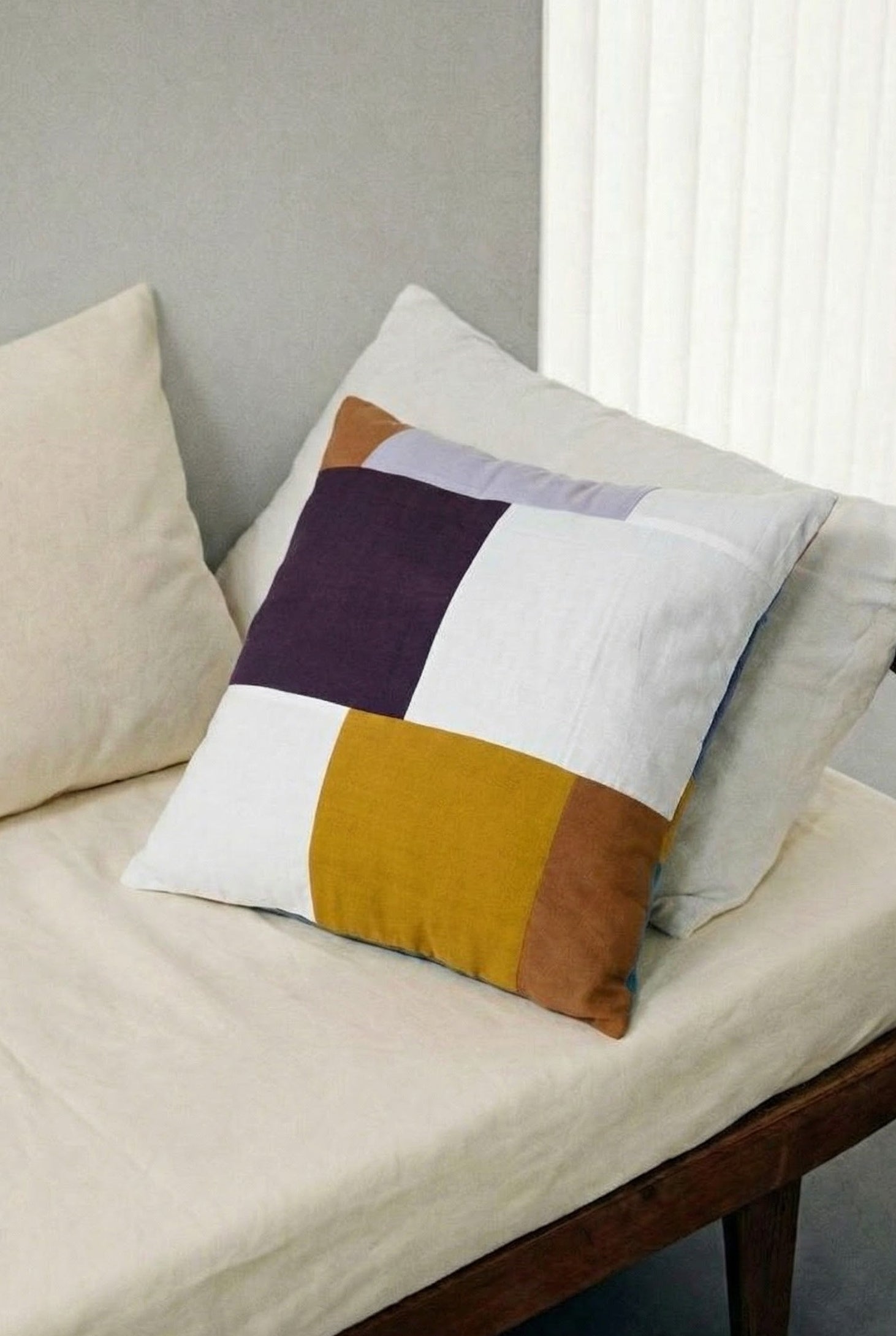 Patchwork Kissenbezug Taakiya Senfgelb