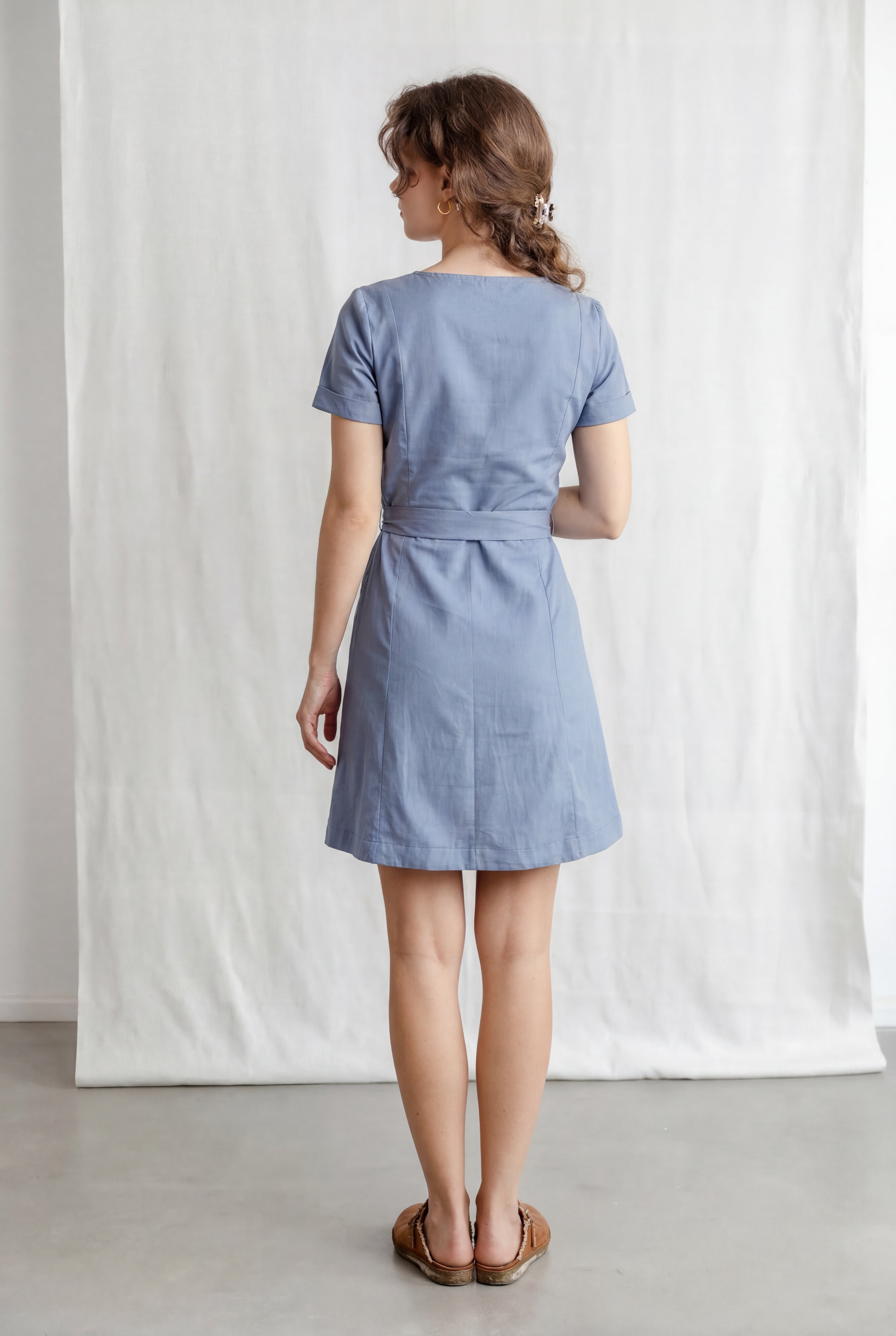 Bio-Baumwoll Sommerkleid Satyani Satinblau