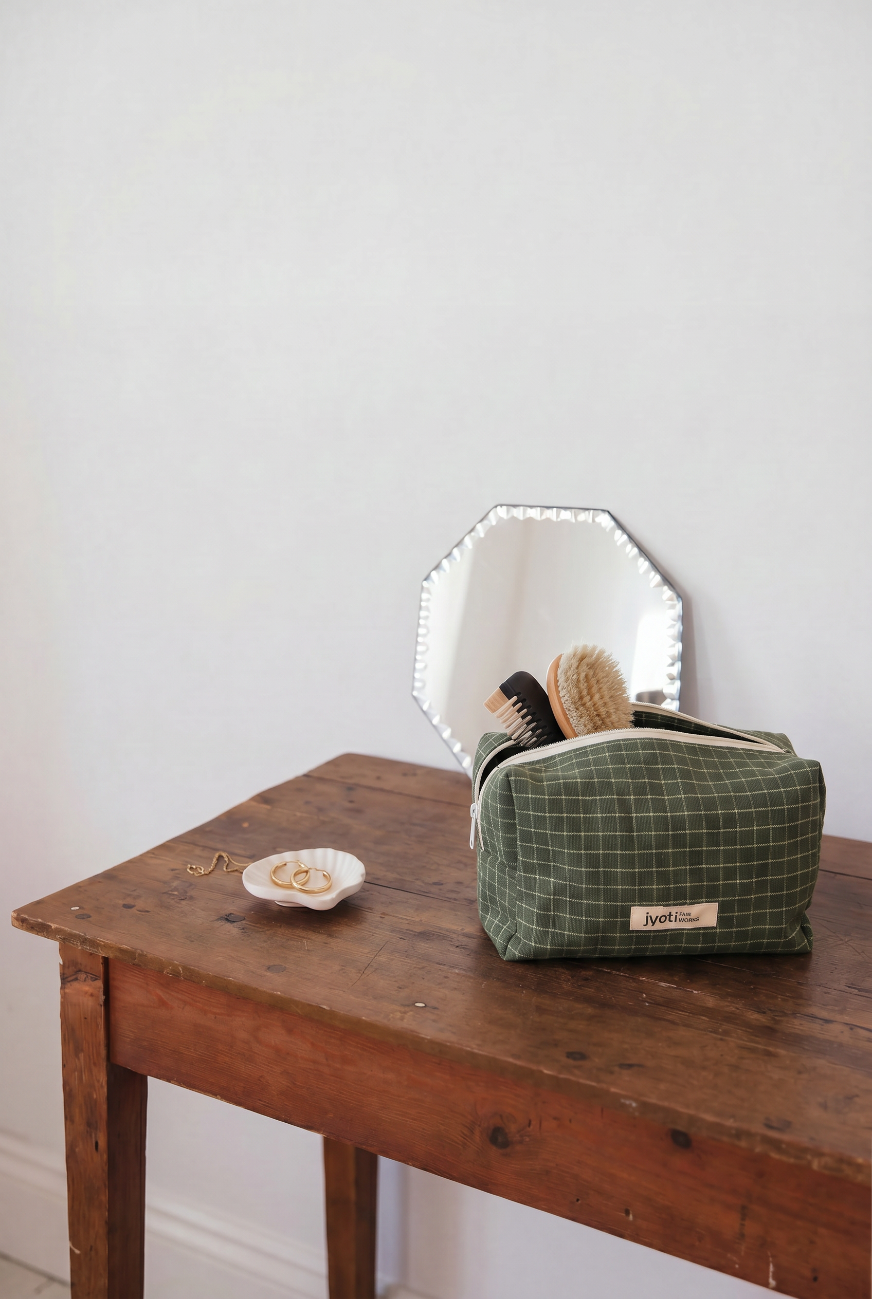 Baumwoll Kulturtasche Snaan Green Checks