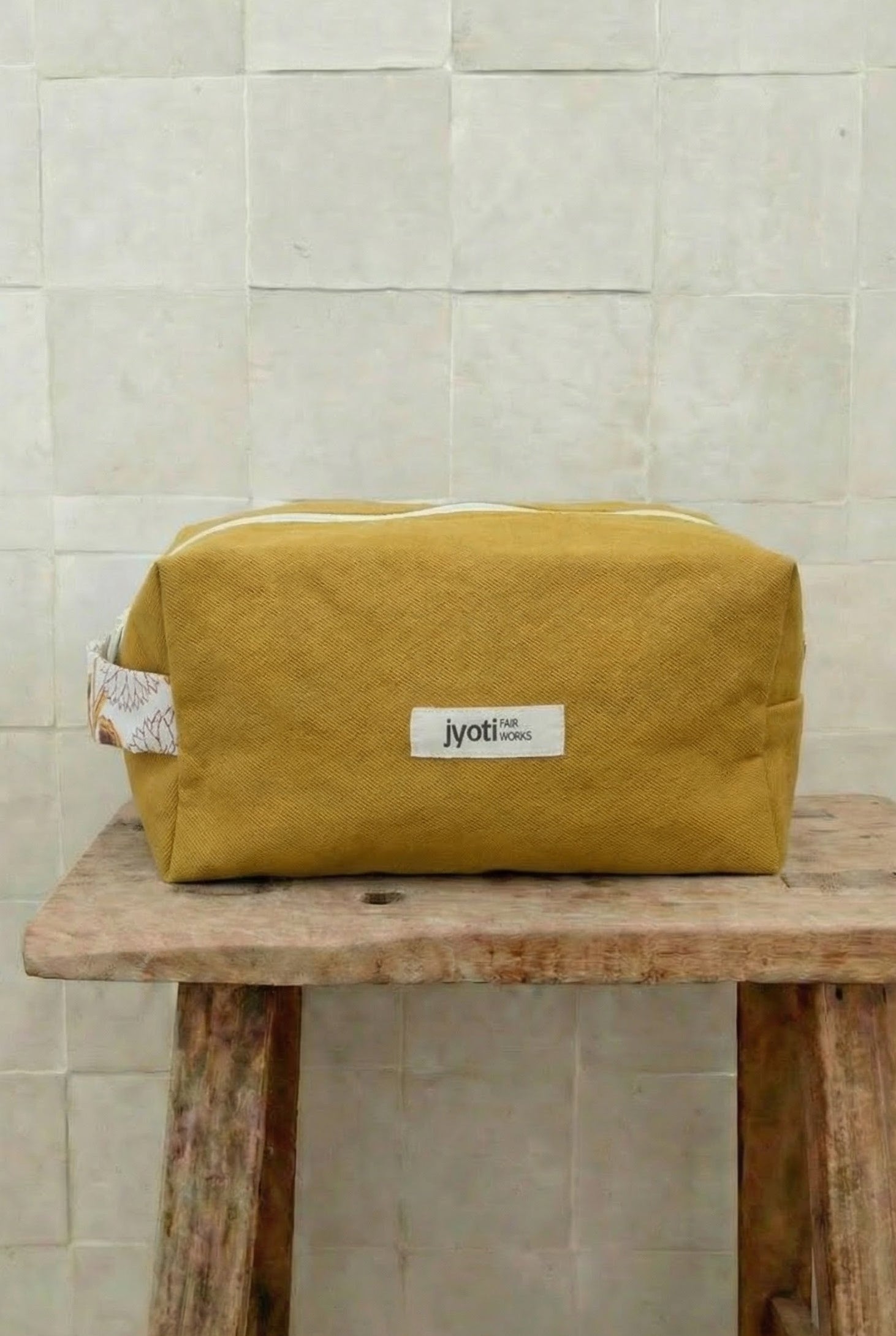 Cotton toiletry bag Phavvaara mustard yellow