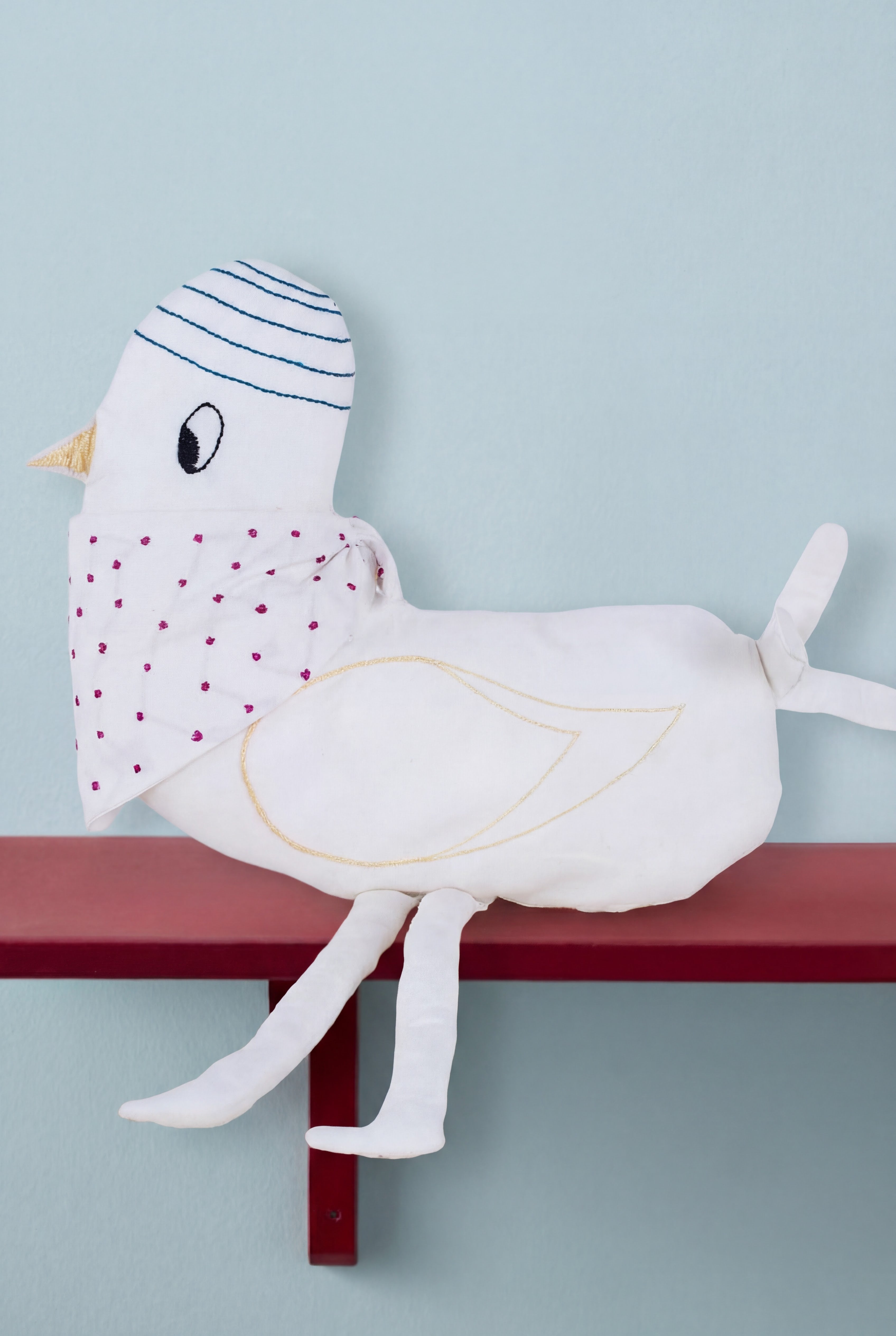 Bio-Baumwoll Kuscheltier Ente Erna weiß bestickt