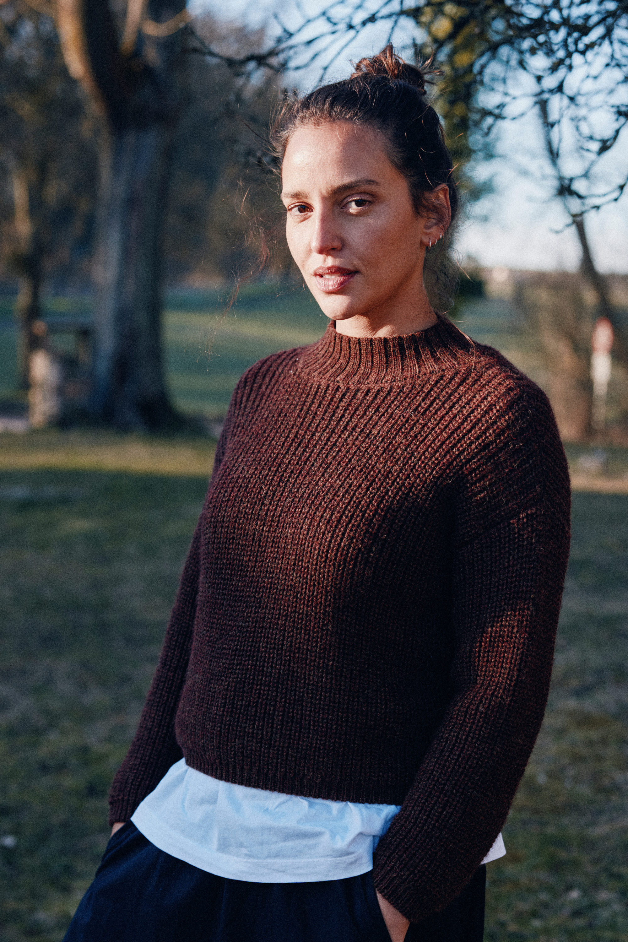 Baby-Alpaka Turtleneck Strickpullover Tacna Schokolade