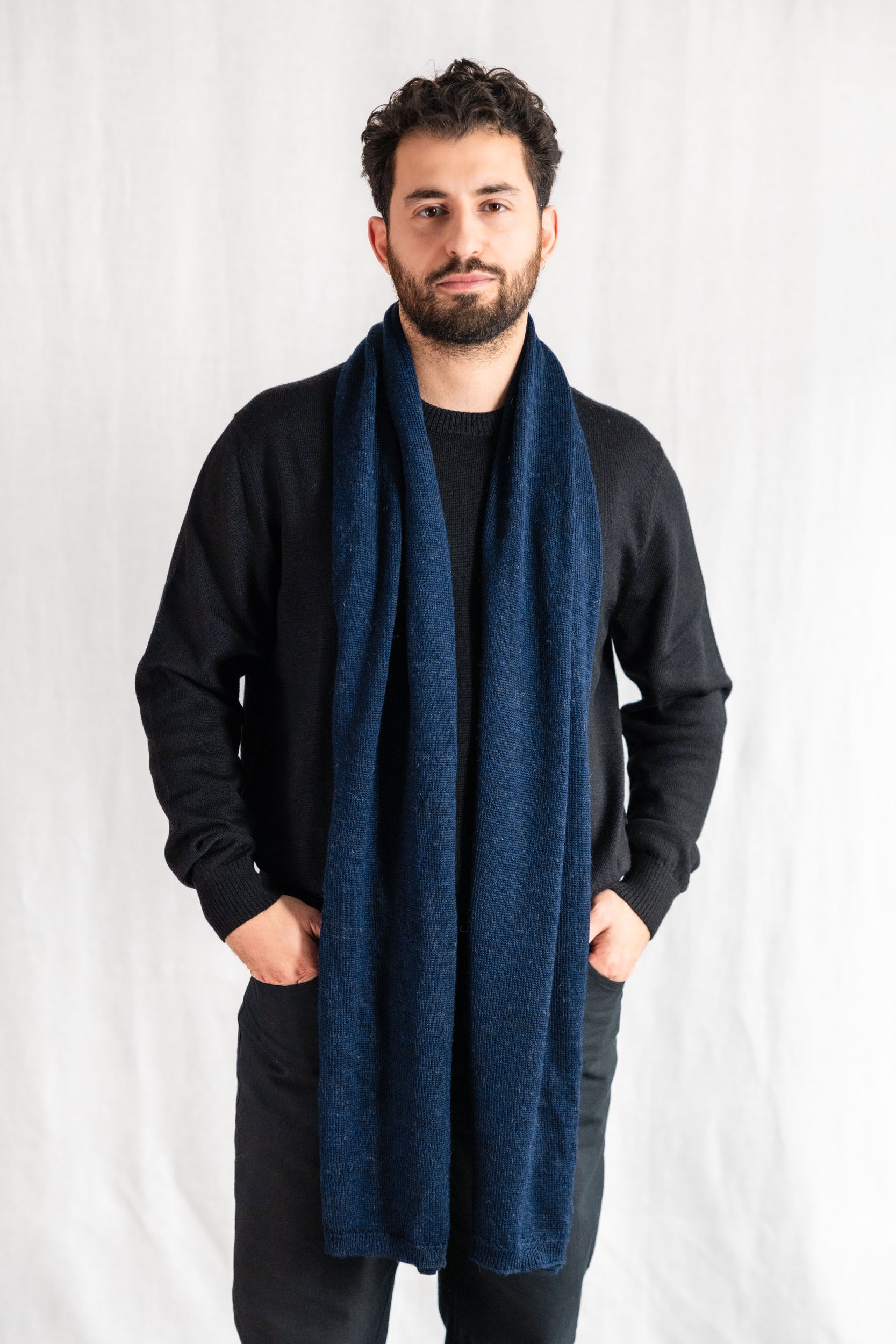 Baby-Alpaka Schal Paracas Navy