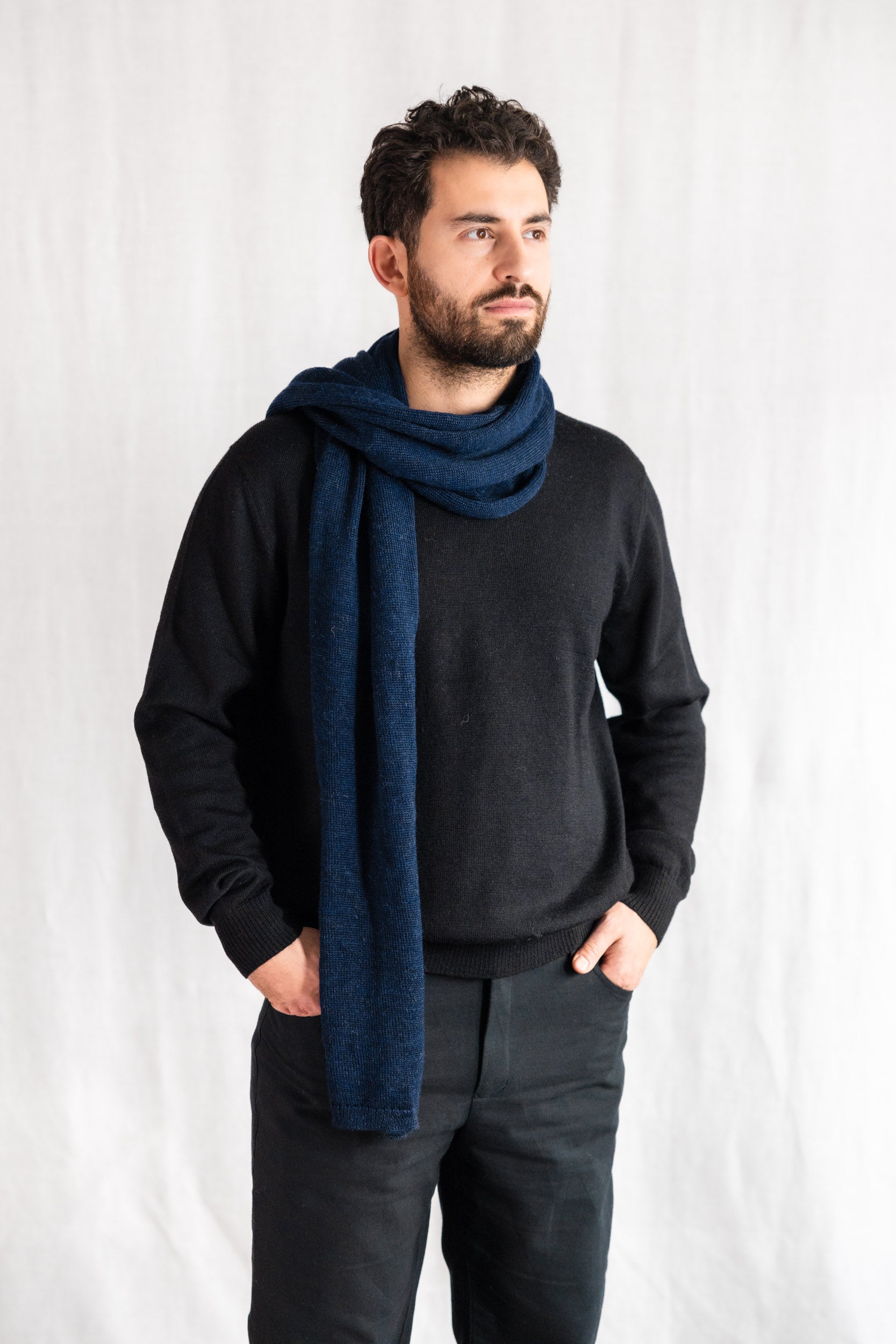 Baby-Alpaka Schal Paracas Navy