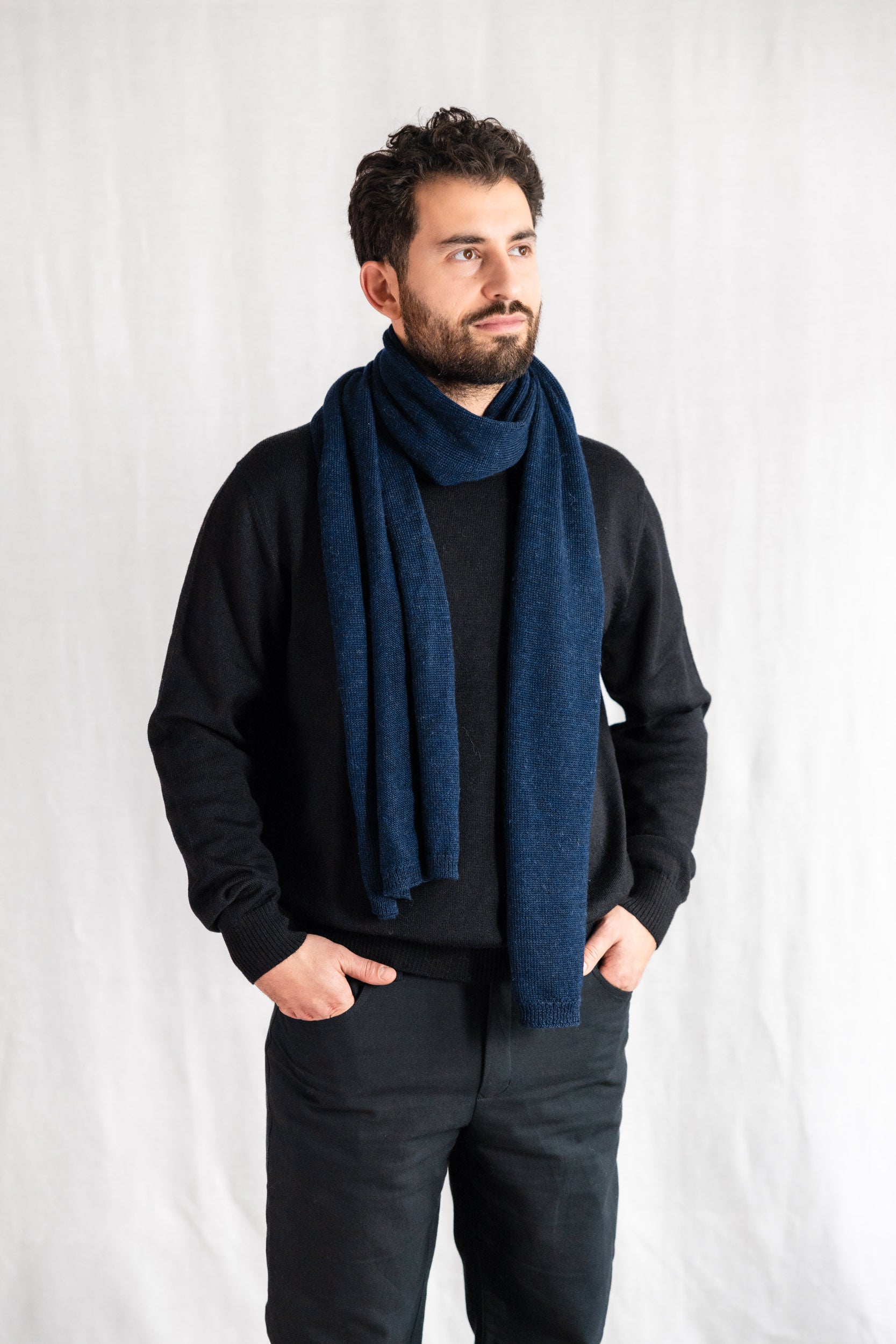 Baby-Alpaka Schal Paracas Navy