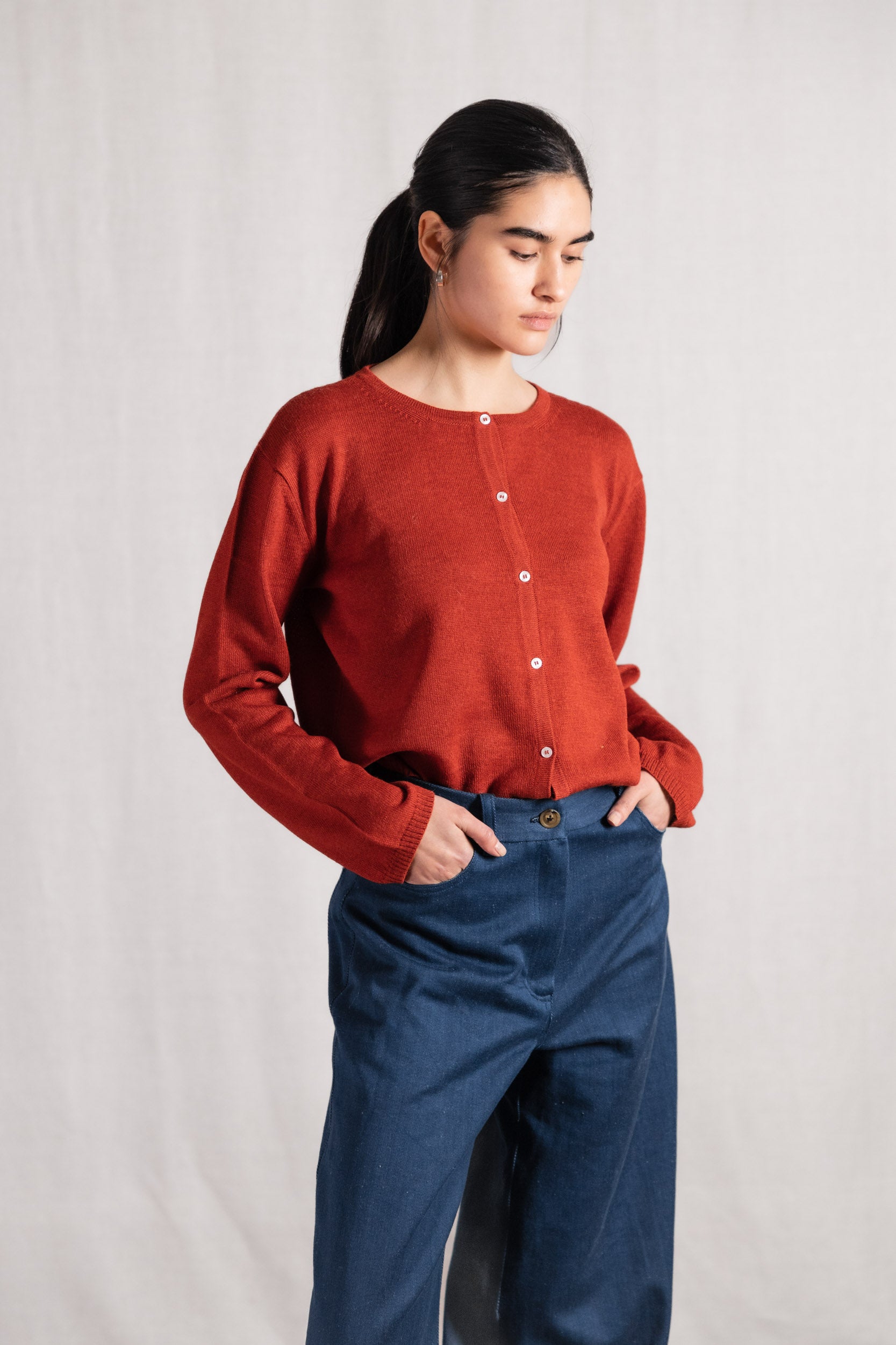 Baby-Alpaka Strickcardigan Navan Rot
