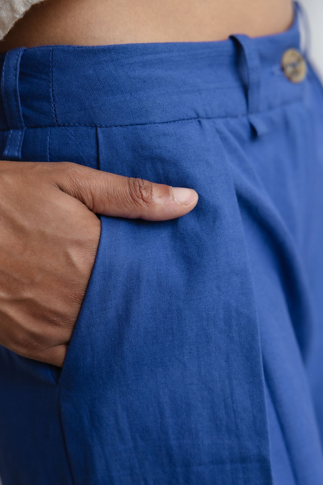 Organic cotton trousers Meghana cobalt blue