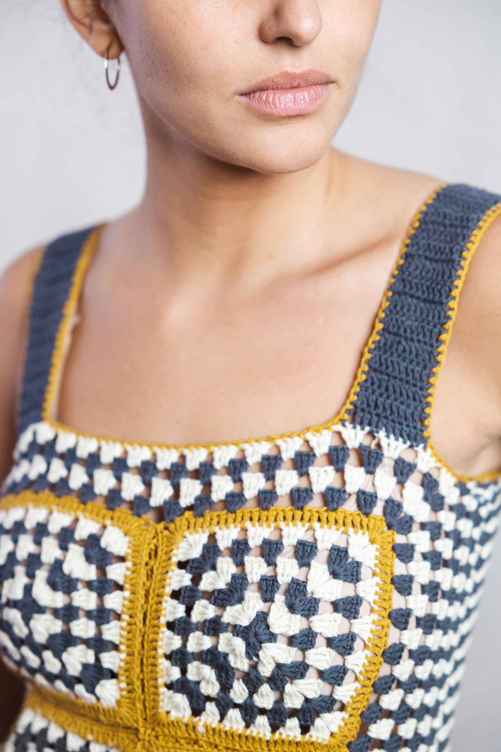 Organic cotton crochet top Sashi Blue