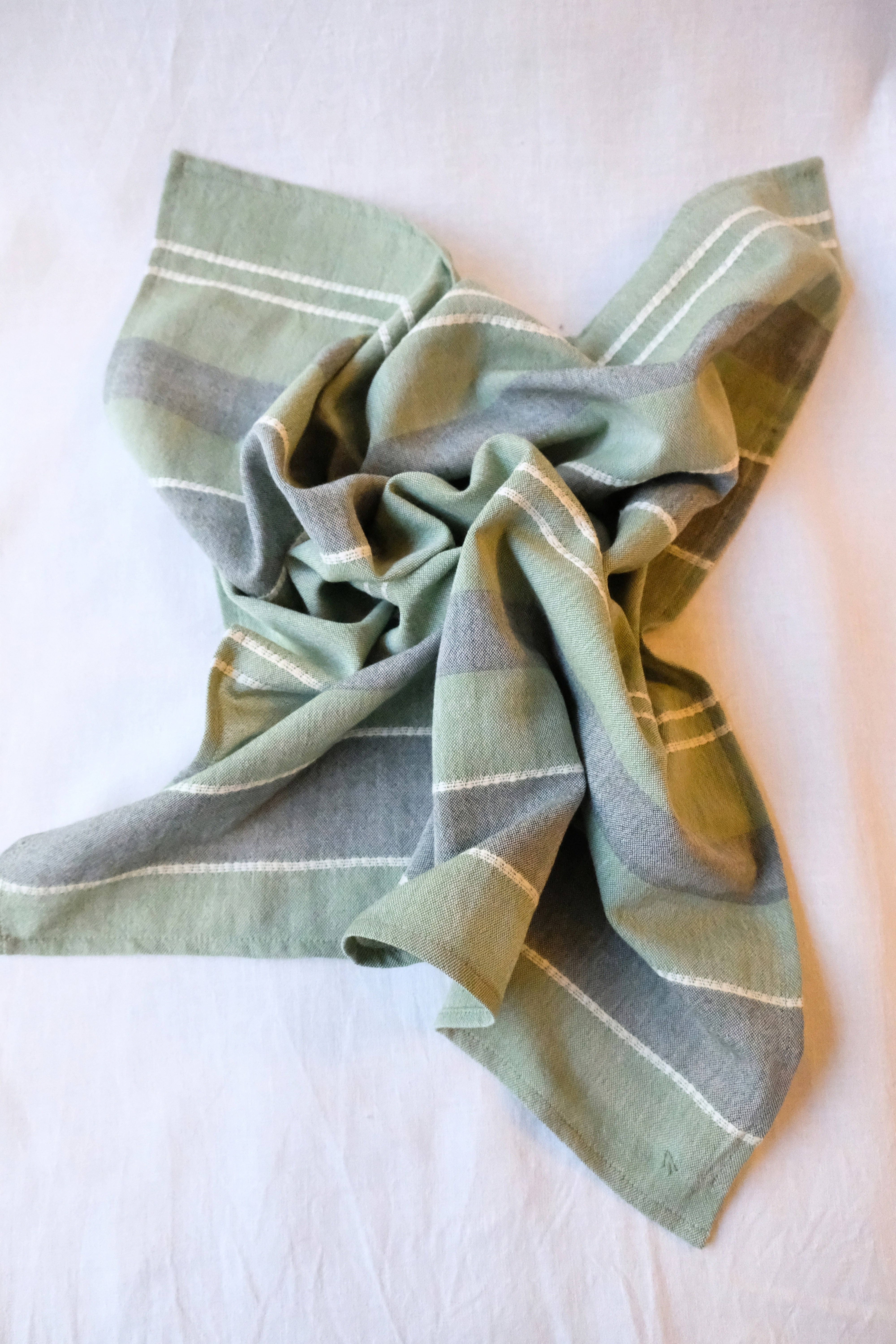 Cotton scarf Dupatti woven pattern Blue/Green