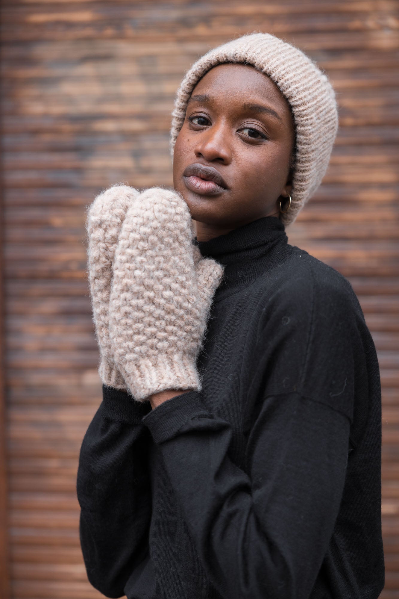 Baby Alpaca Mitten Gloves Cusco Sand