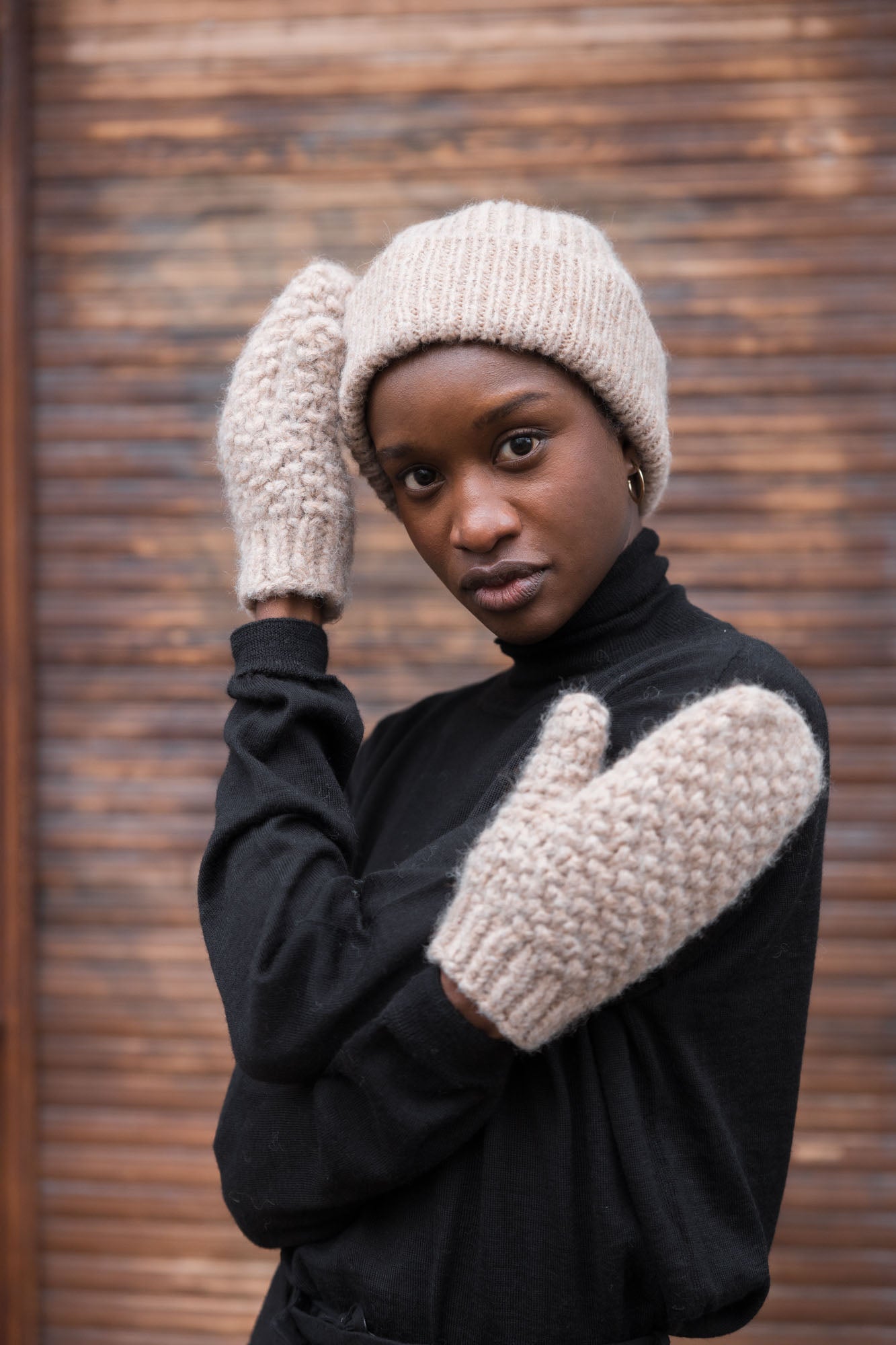Baby Alpaca Mitten Gloves Cusco Sand