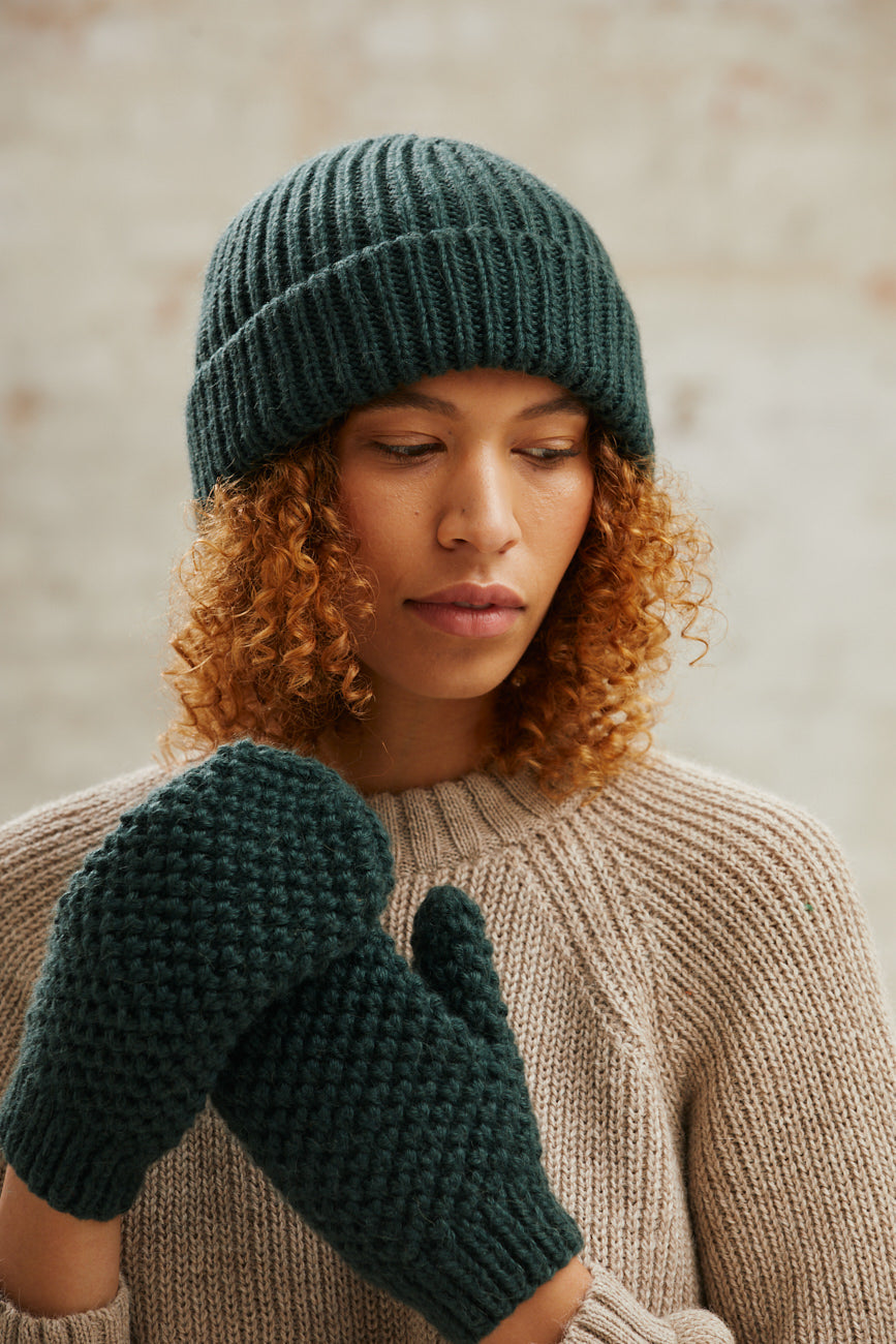 Baby Alpaca Mitten Gloves Cusco Forest Green