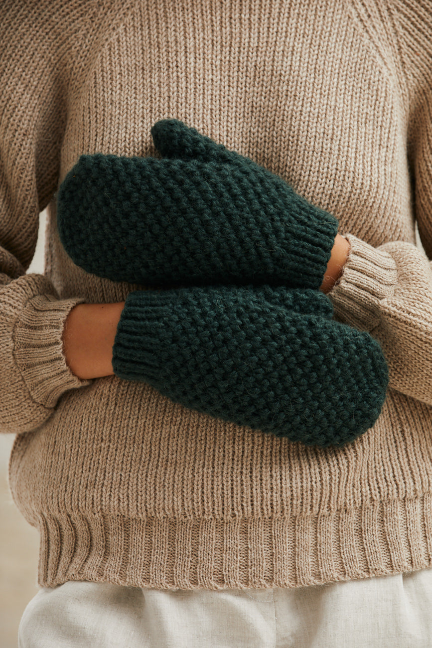 Baby Alpaca Mitten Gloves Cusco Forest Green