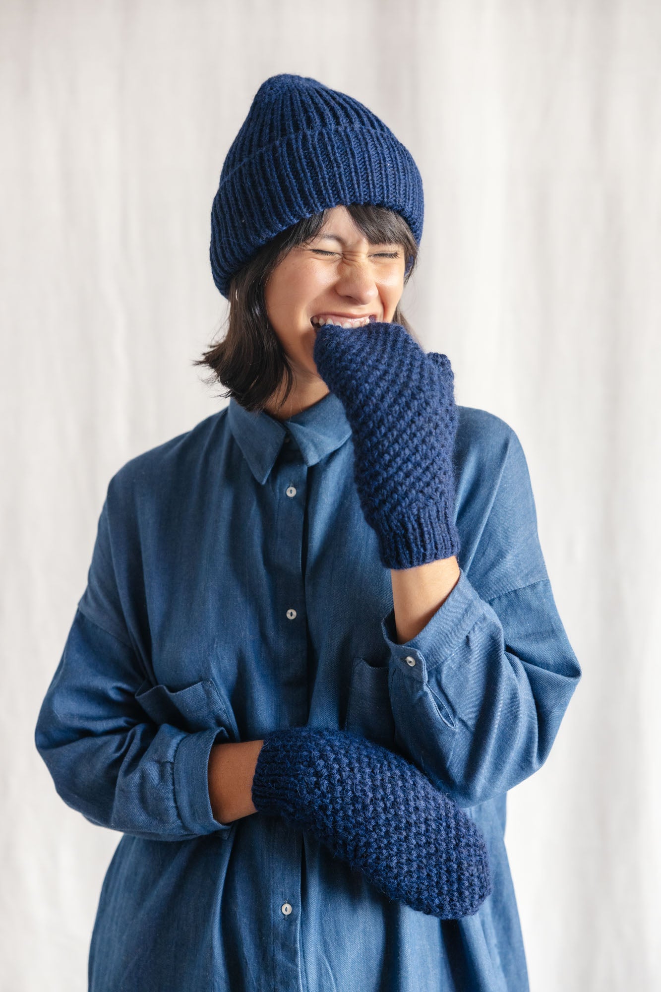 Baby Alpaca Mitten Gloves Cusco Navy
