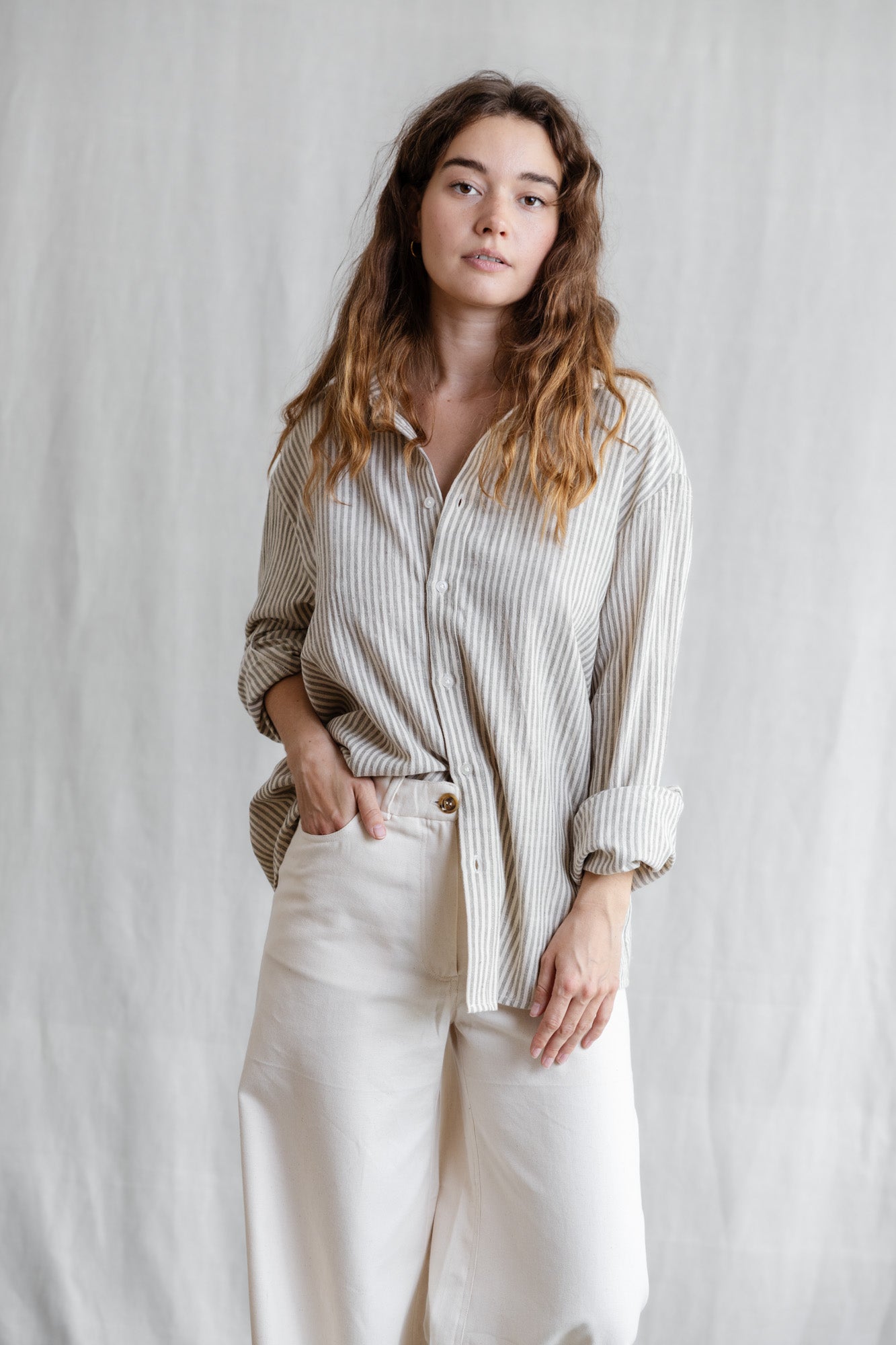 Baumwoll Hemd Himat Grau-Weiß