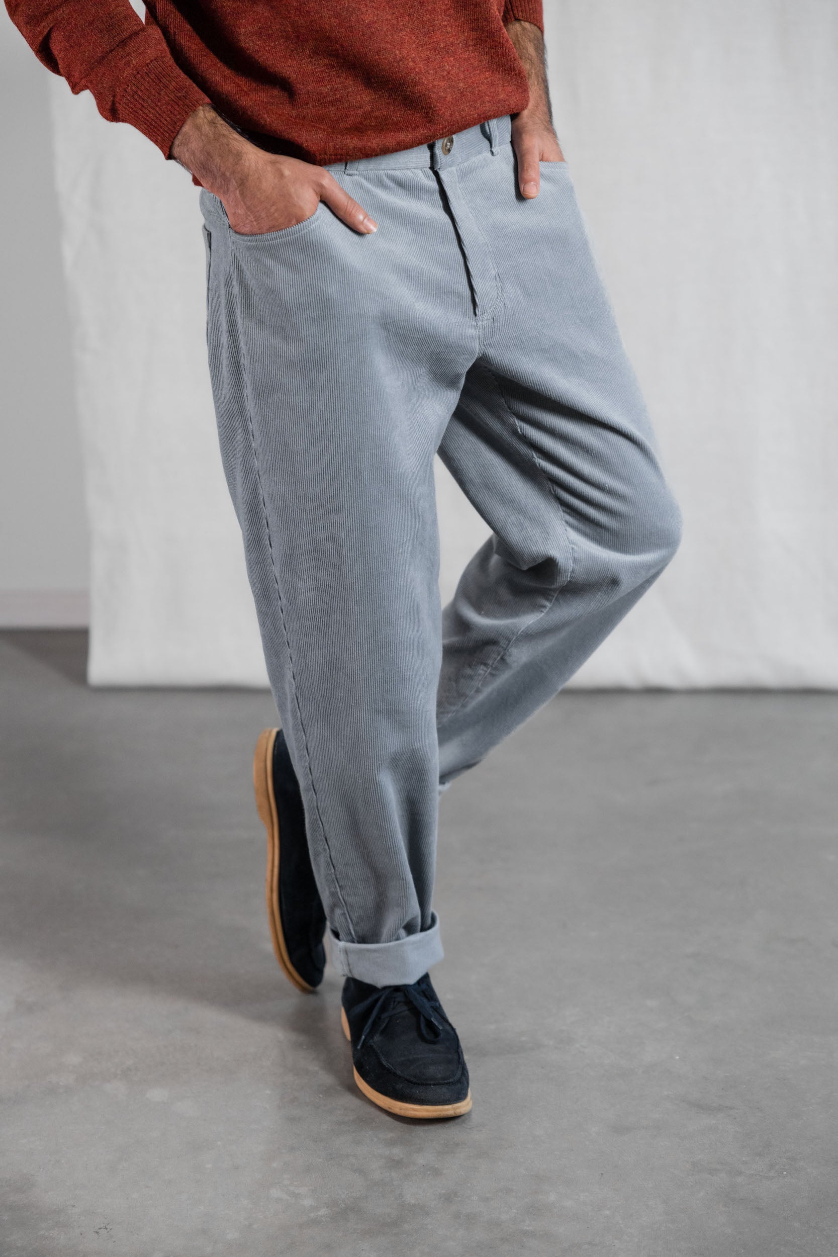 Bio-Baumwollcord Hose Prakrit Nebel