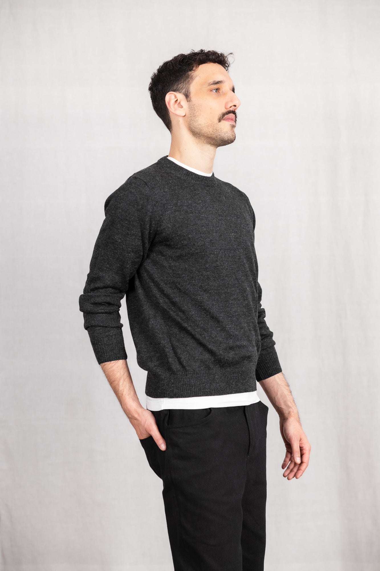 Baby-Alpaka Strickpullover Sathee Dunkelgrau