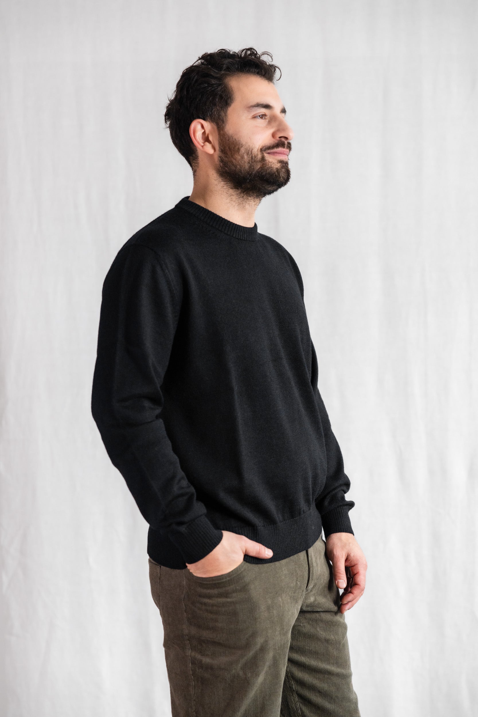 Baby-Alpaka Strickpullover Sathee Schwarz