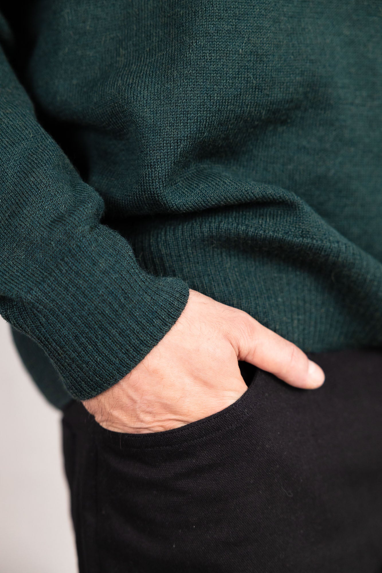 Baby alpaca knitted sweater Sathee forest green