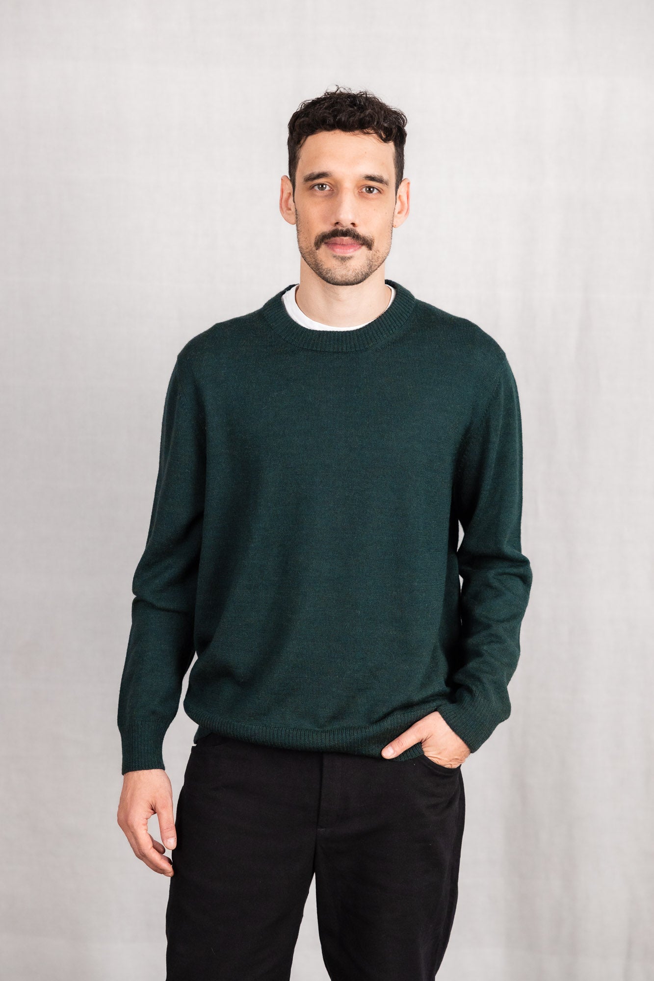 Baby-Alpaka Strickpullover Sathee Waldgrün