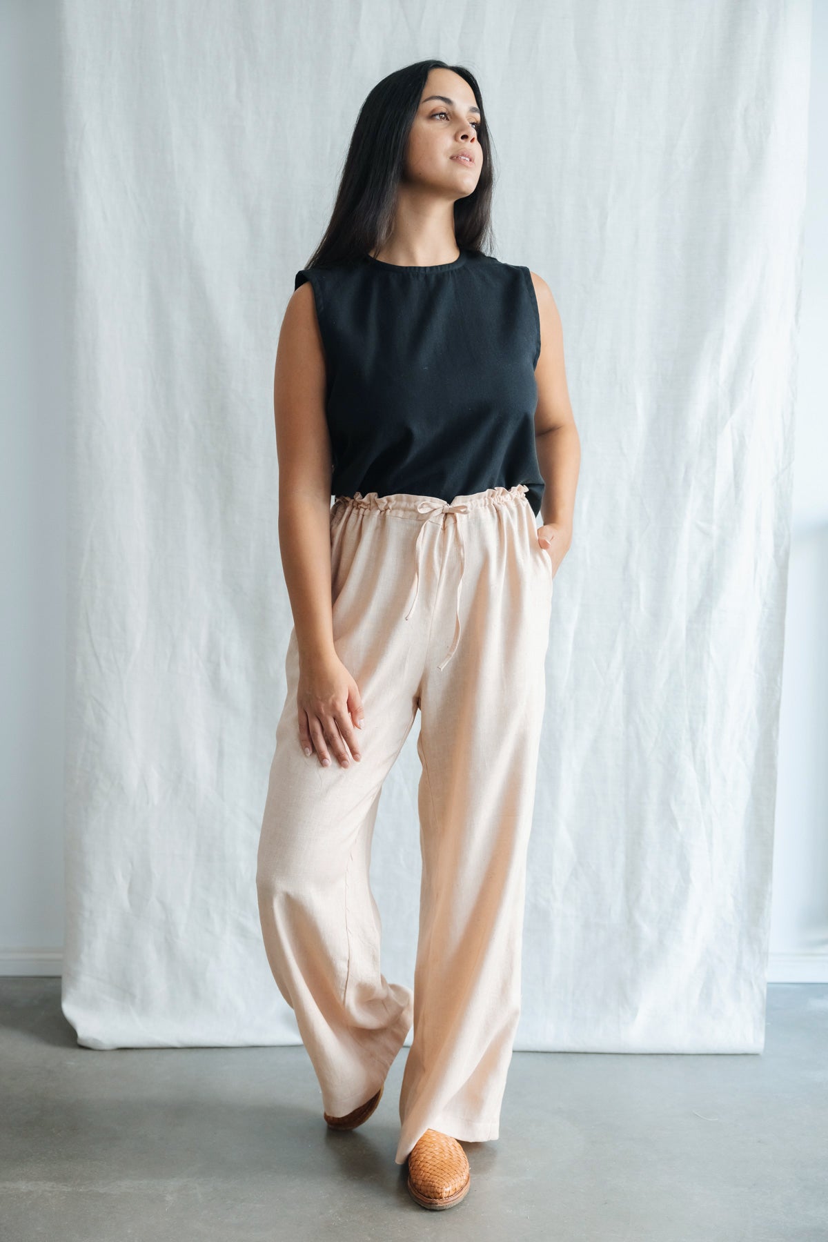 Hemp/Tencel Drawstring Pants Jamuna Sand