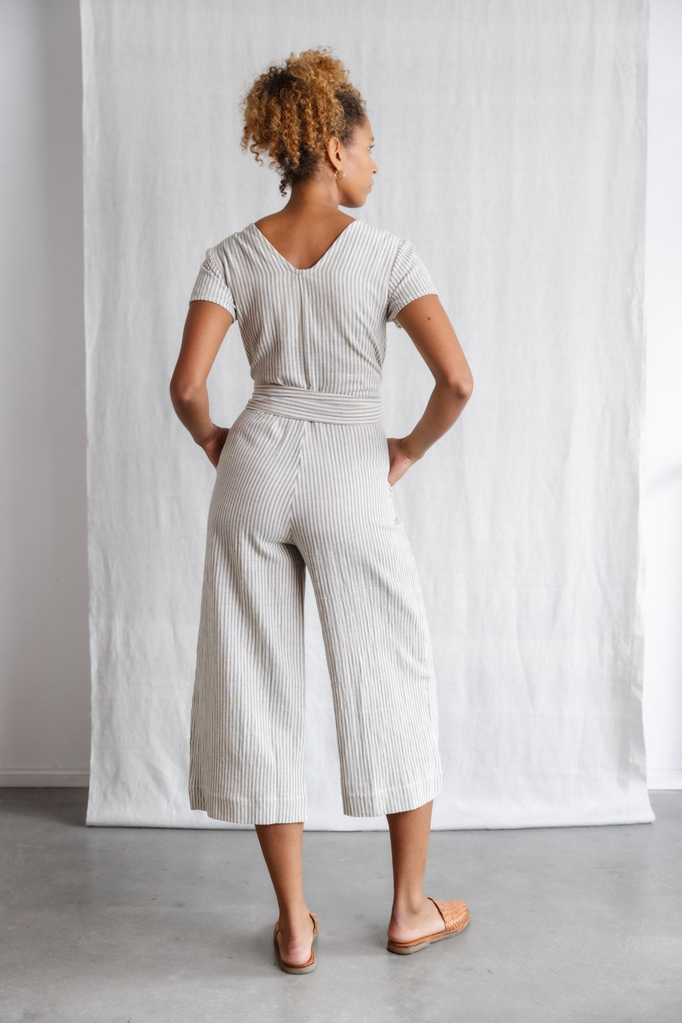 Baumwoll Jumpsuit Amrita Grau-Weiß