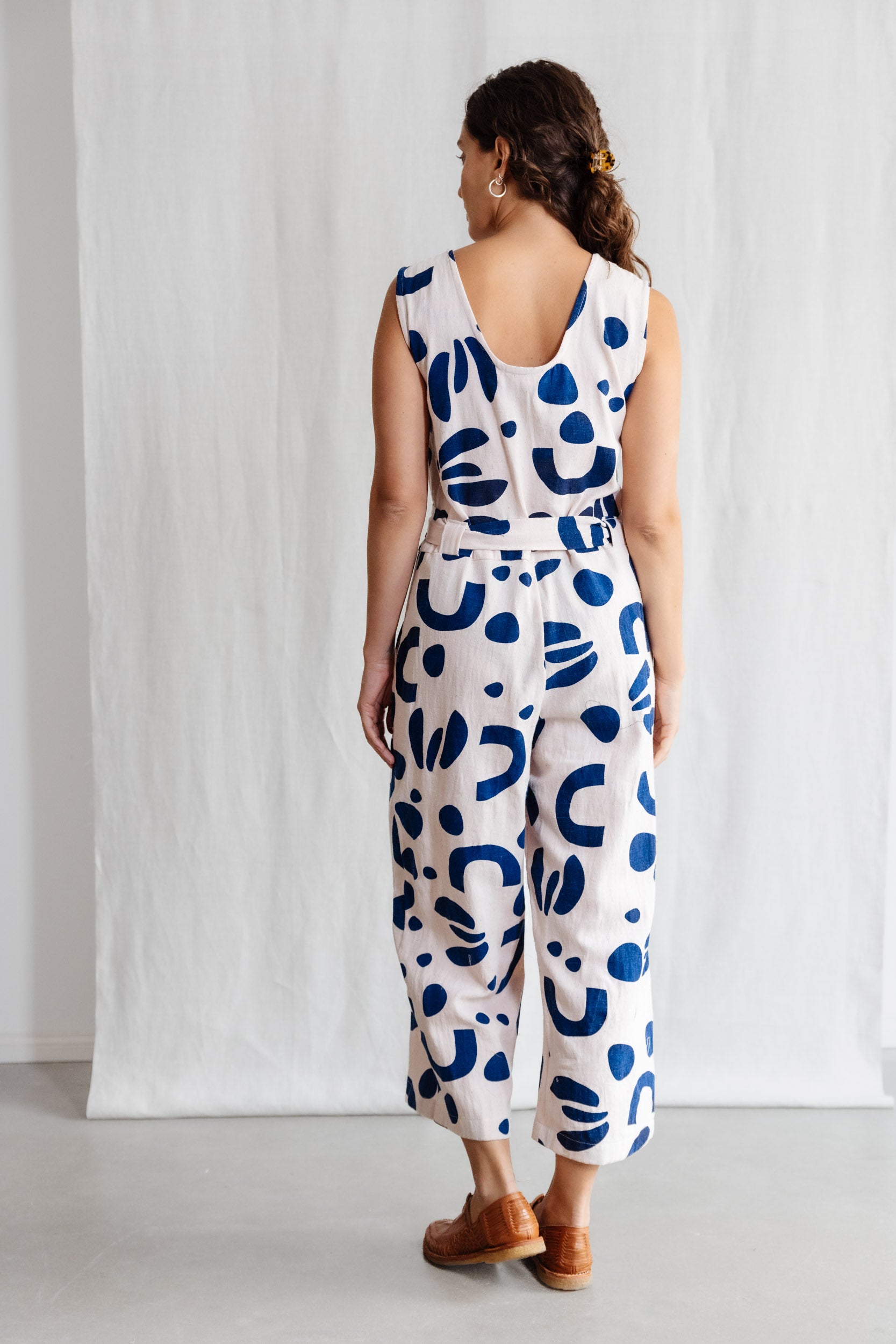 Organic cotton jumpsuit Daksha print Atlantic