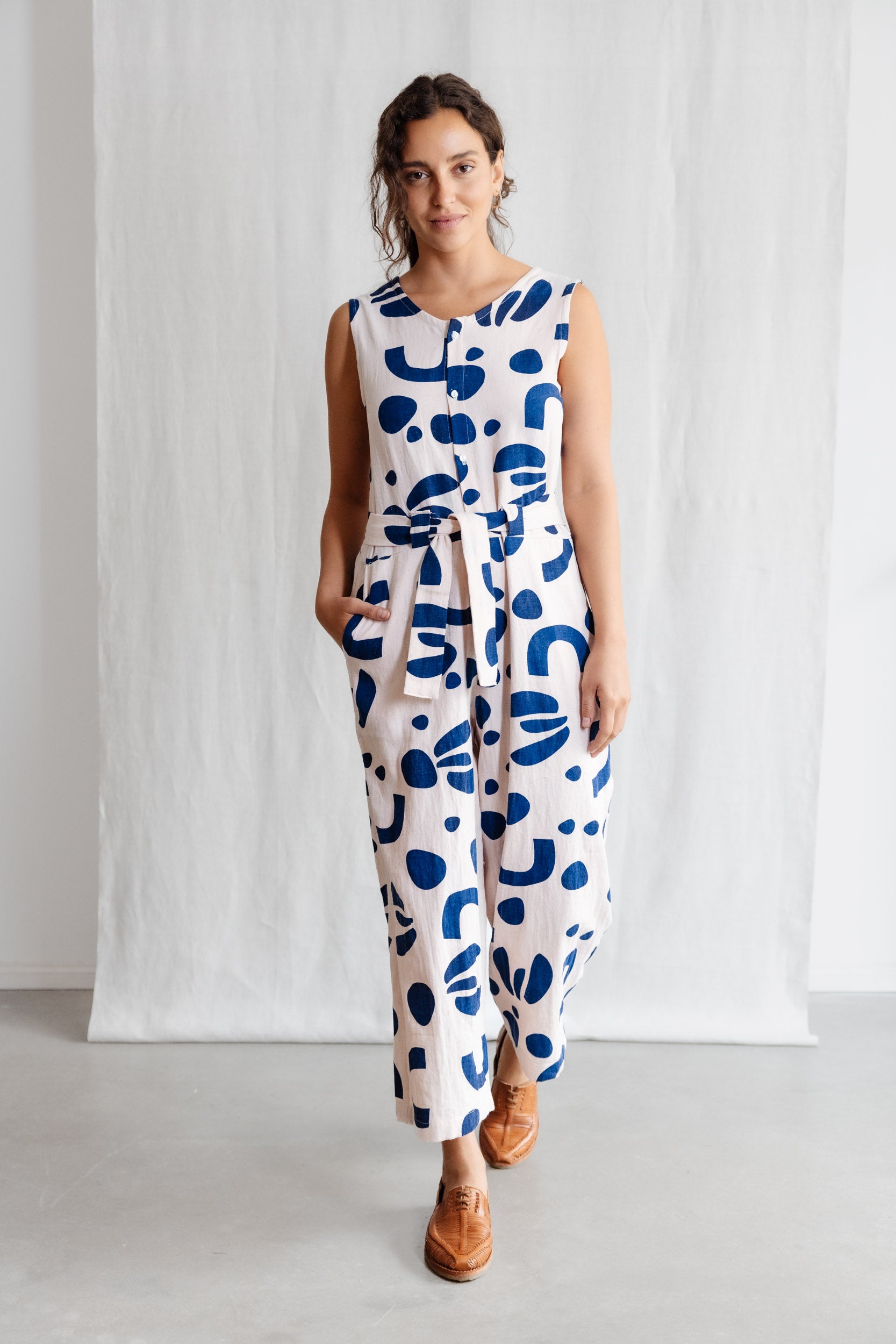 Bio-Baumwoll Jumpsuit Daksha Print Atlantik