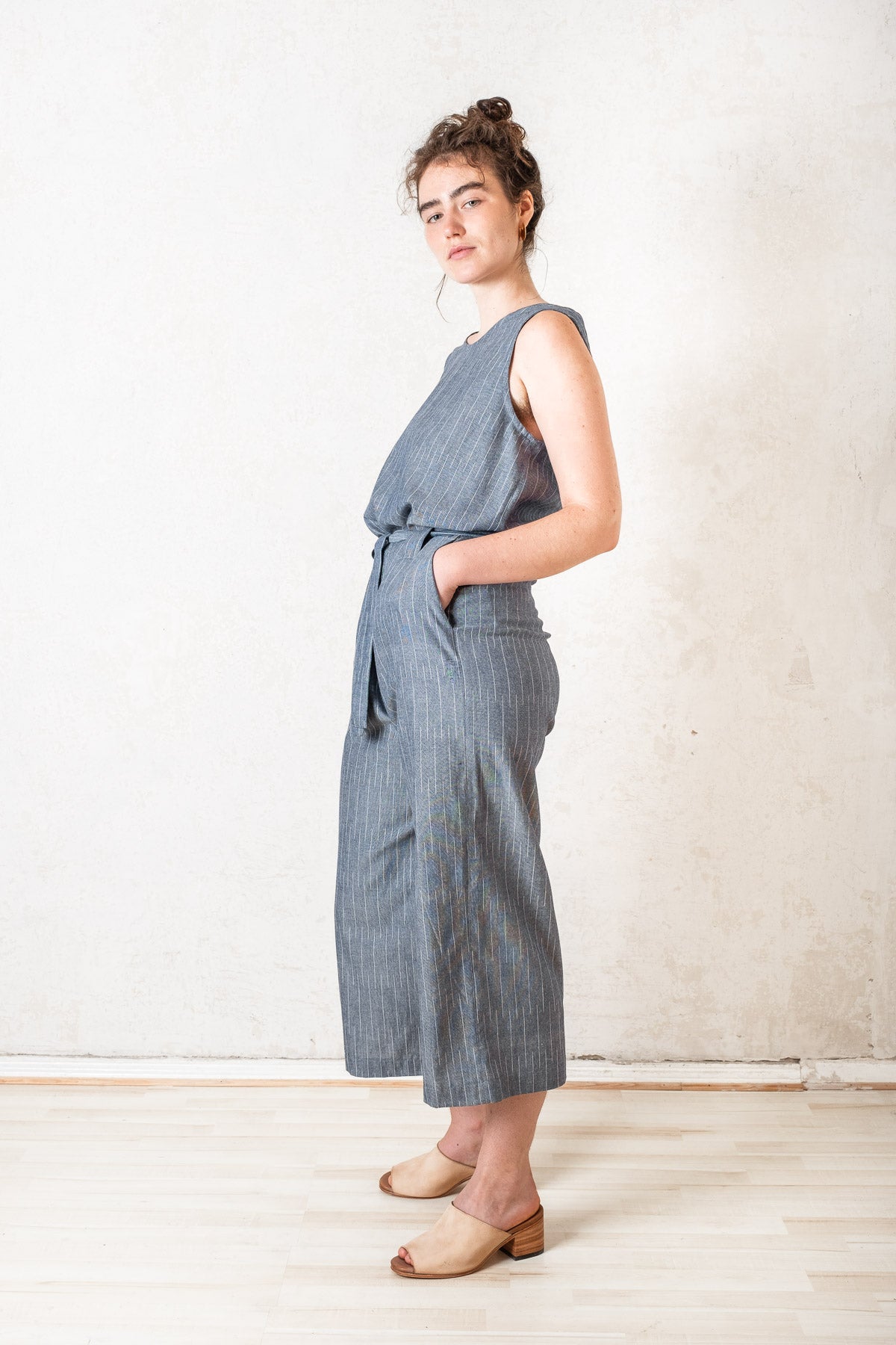 Organic Cotton Jumpsuit Jalina Pinstripe Blue