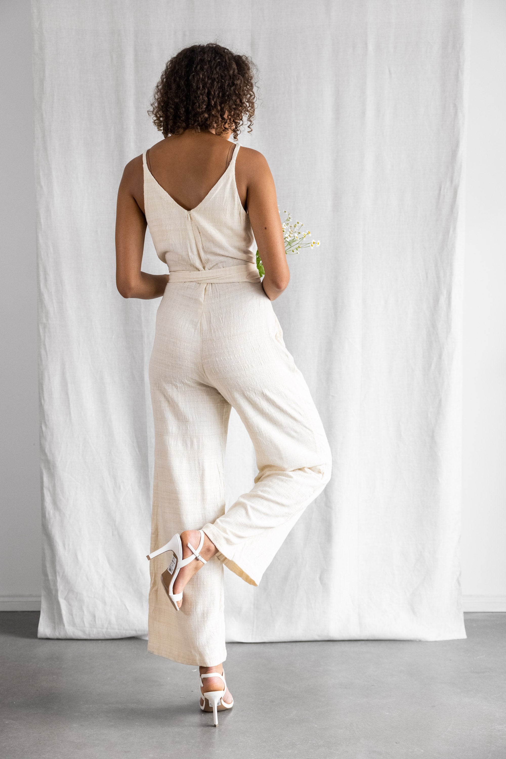 Peace-Silk Jumpsuit Parvani cream white