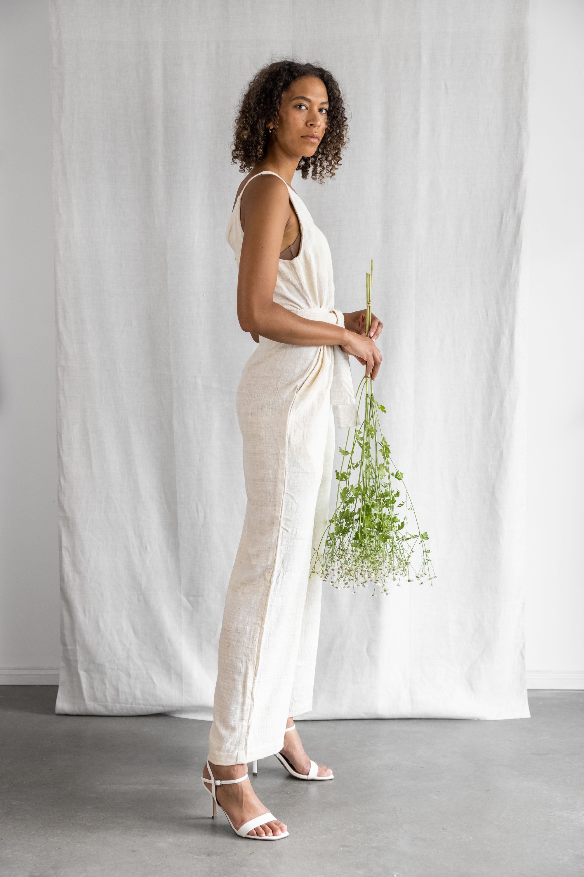 Peace-Silk Jumpsuit Parvani cream white