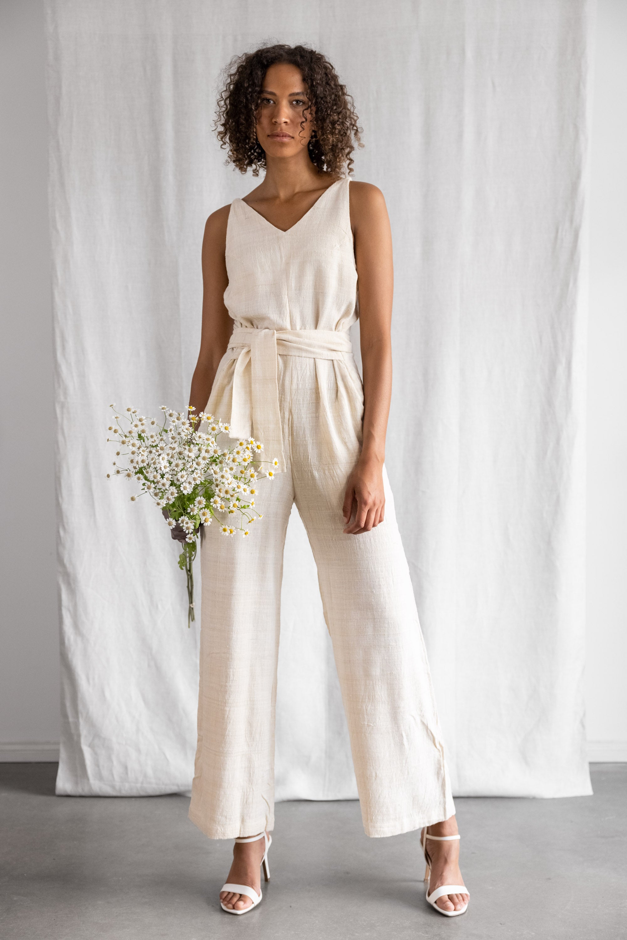 Peace-Silk Jumpsuit Parvani cream white