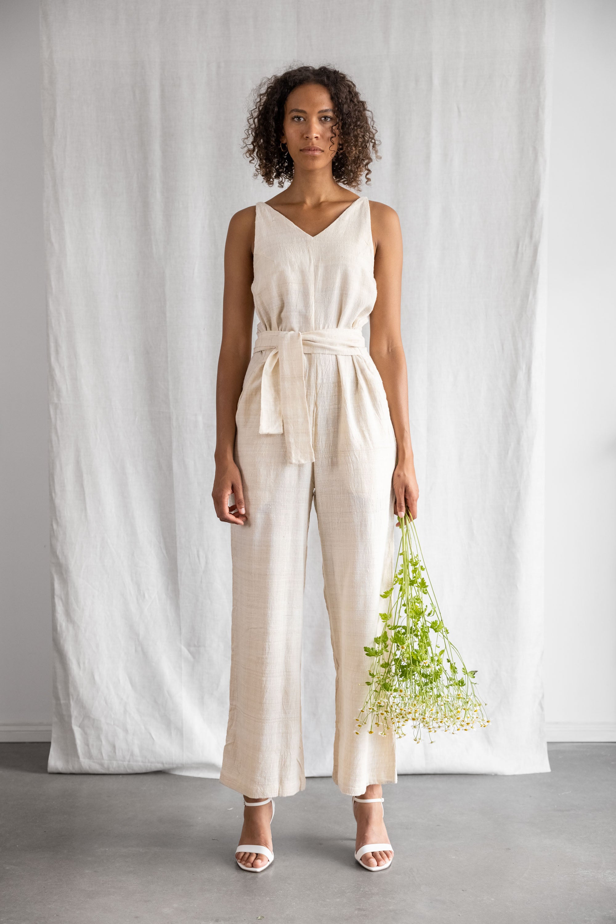 Peace-Silk Jumpsuit Parvani cream white