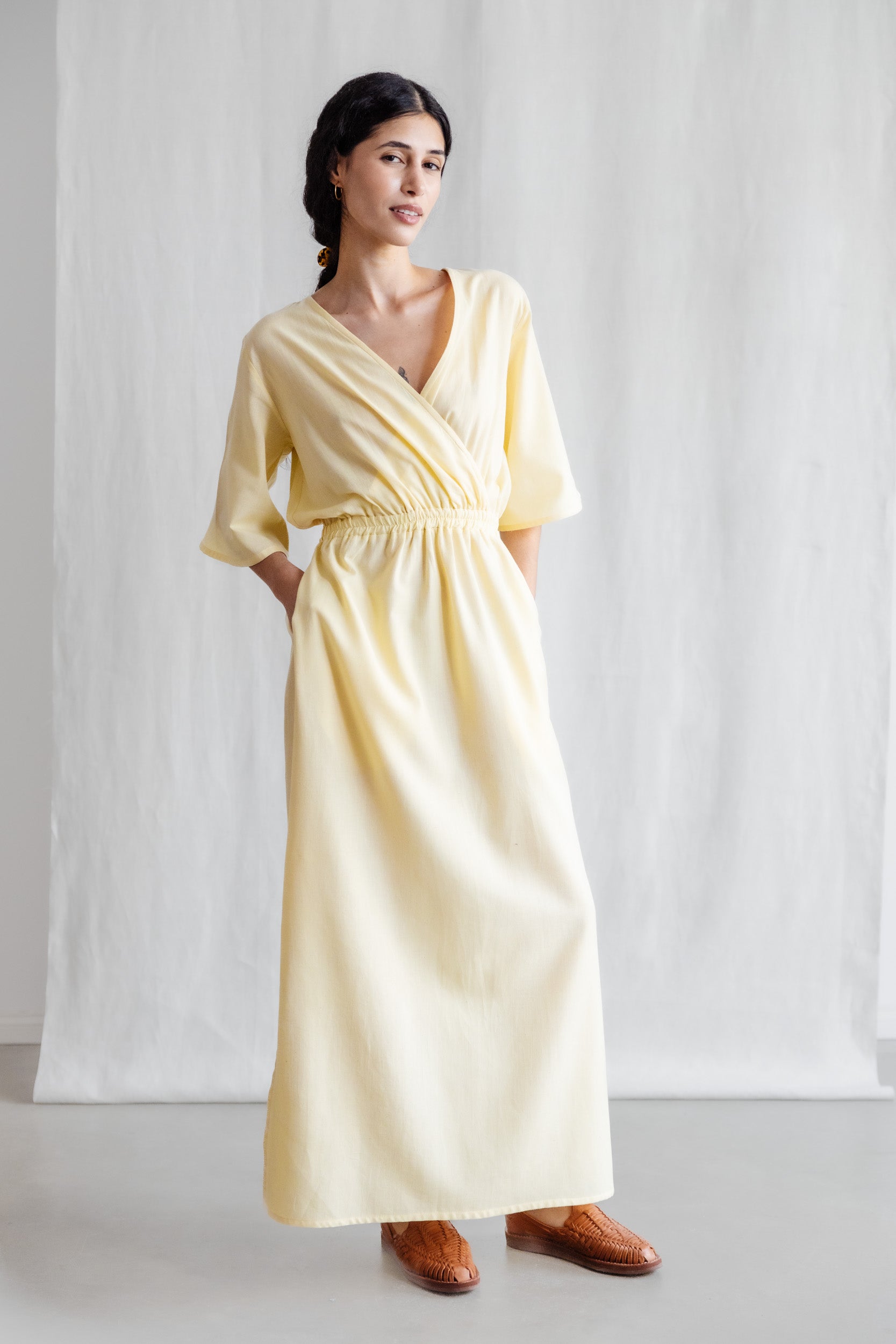Organic cotton dress Vasi lemon yellow