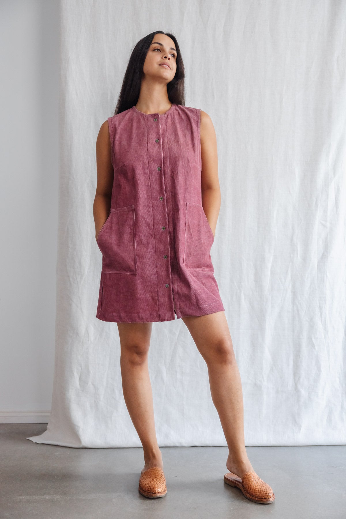 Organic Cotton Corduroy Dress Ishya Old Pink