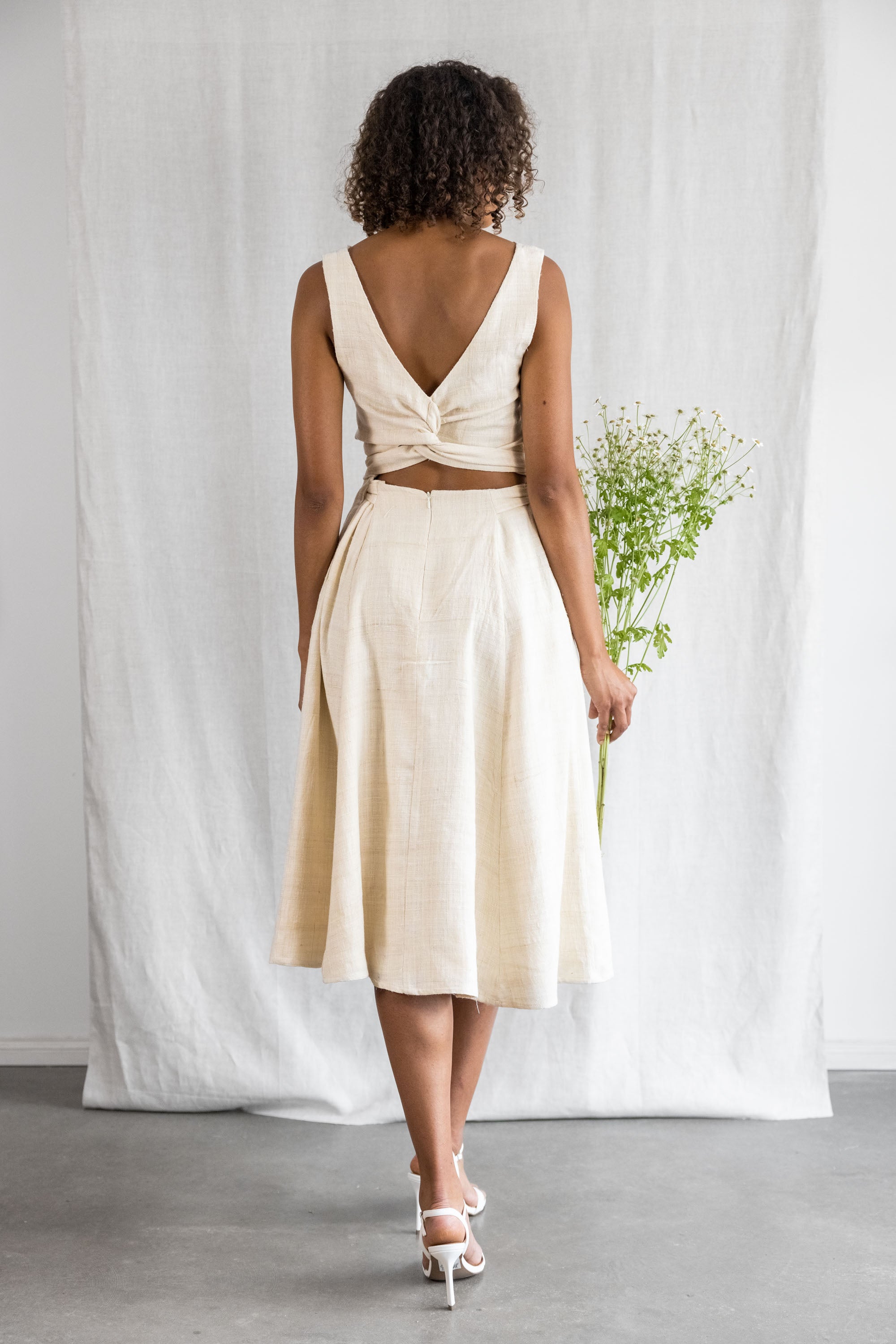 peace silk dress Raw Peace Silk Dress: Natural Khadi Boho Midi Dress